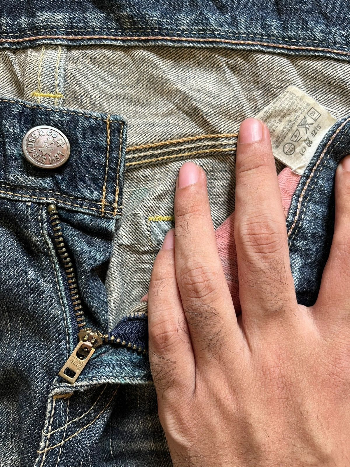 Levi's × Levi's Vintage Clothing Vintage 90s Levis Star Japan Mud Wash Distressed Loose Jeans Size 31" - 10 Thumbnail