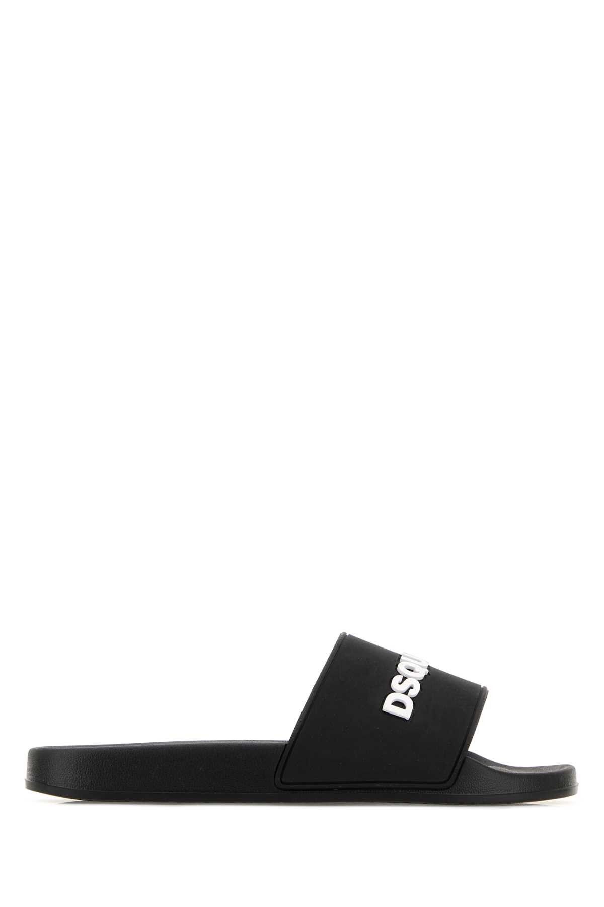 Dsquared2 Black Rubber Slippers Size US 7 / EU 40 - 1 Thumbnail