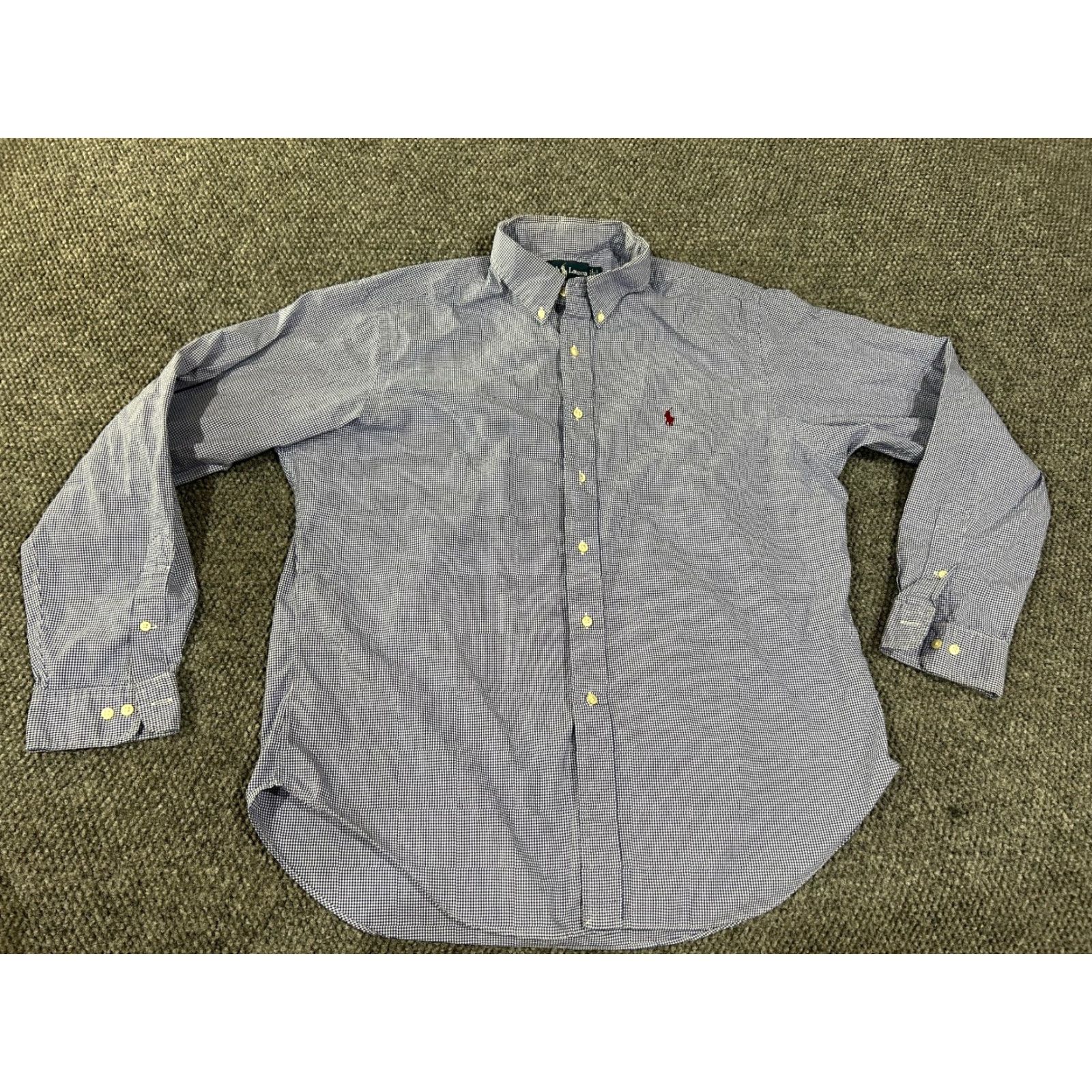 Ralph Lauren Ralph Lauren shirt Mens Dress Shirt Button-Down Collar Classic Barrel Cuff Blue White Gingham 17 36-37 Size US XL / EU 56 / 4 - 2 Thumbnail
