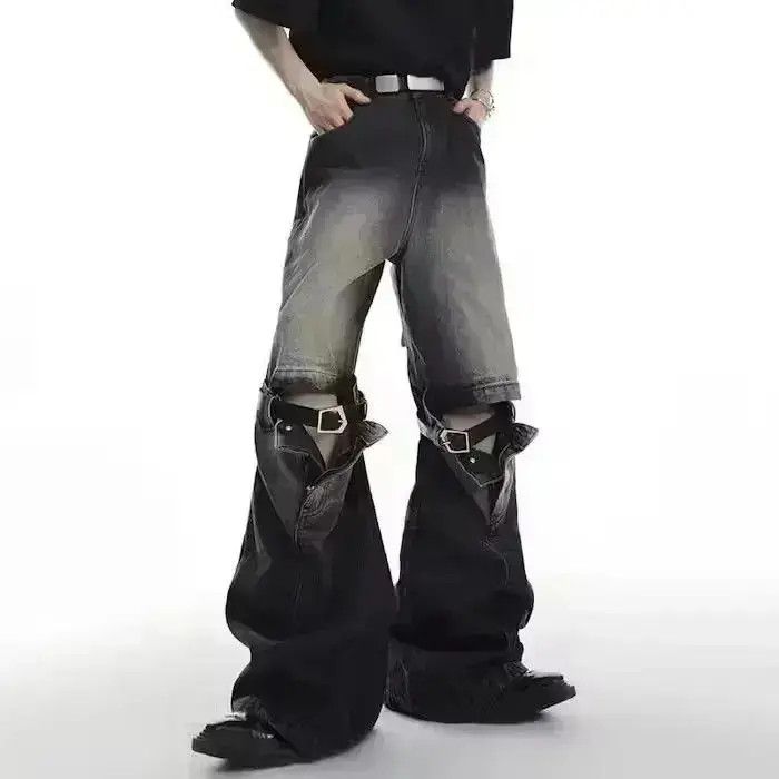 Japanese Brand Bell-bottomed jeans wide legs straight with a joint punk Size US 30 / EU 46 - 1 Thumbnail