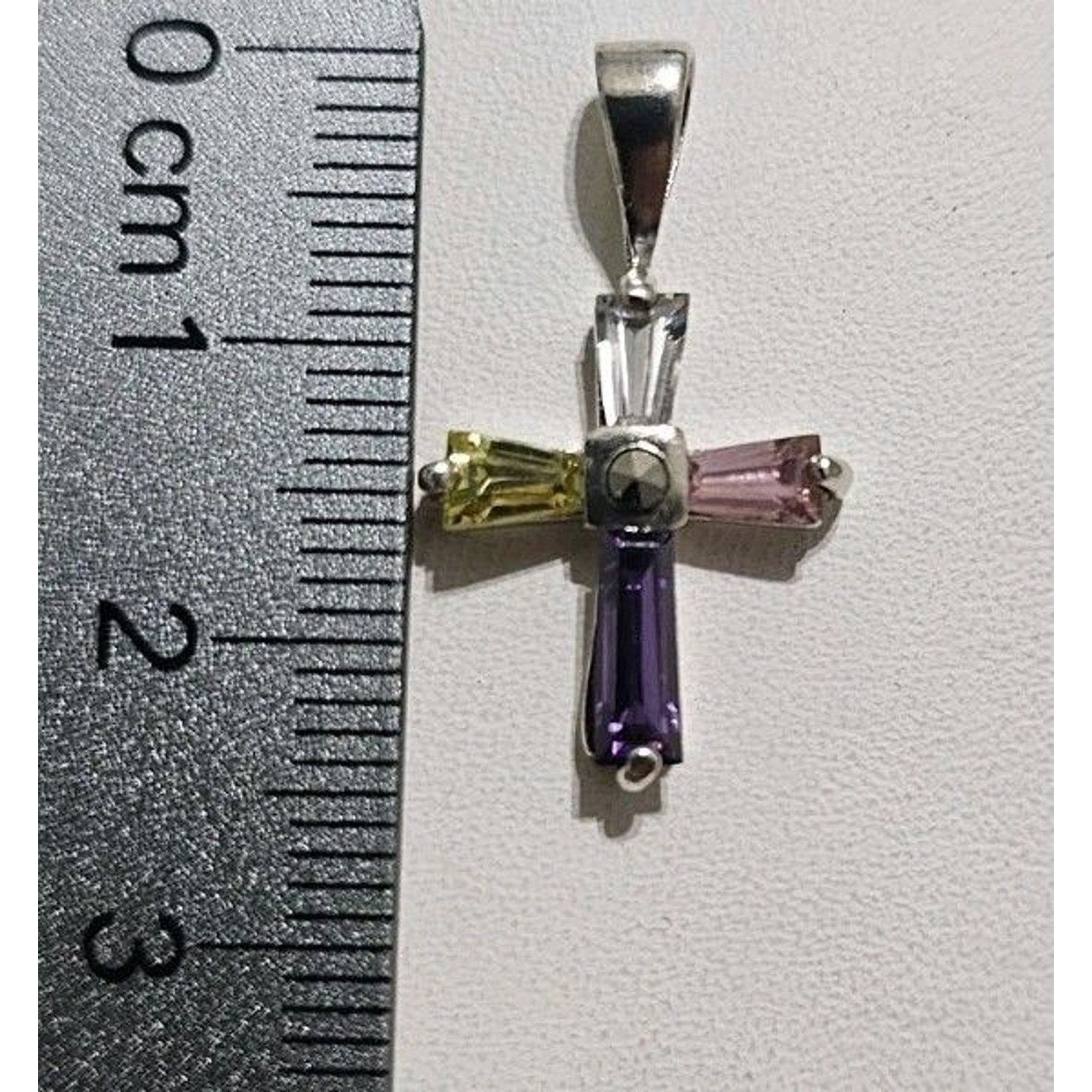 Other Multicolor Cross Pendant, Silver 925 Crystal Cross Pendant Size ONE SIZE - 3 Thumbnail