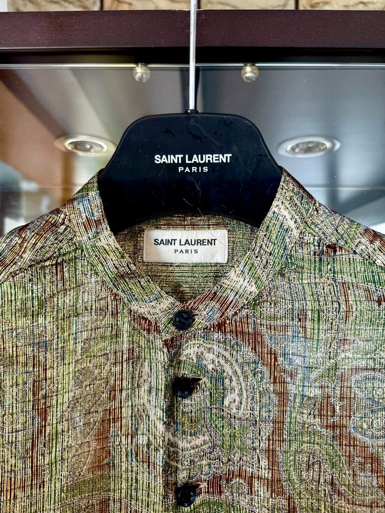 Saint Laurent Paris Saint Laurent Paris 18ss poster silk shirt with gold dark Size US M / EU 48-50 / 2 - 3 Thumbnail
