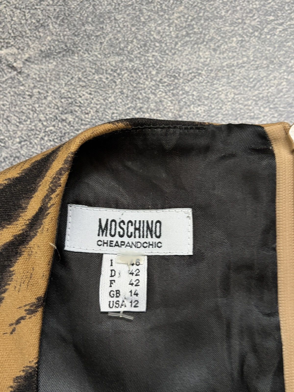 Moschino Vtg Moschino Tiger Stripe Cap Sleeve Pencil Bodycon Dress Size L / US 10 / IT 46 - 3 Thumbnail