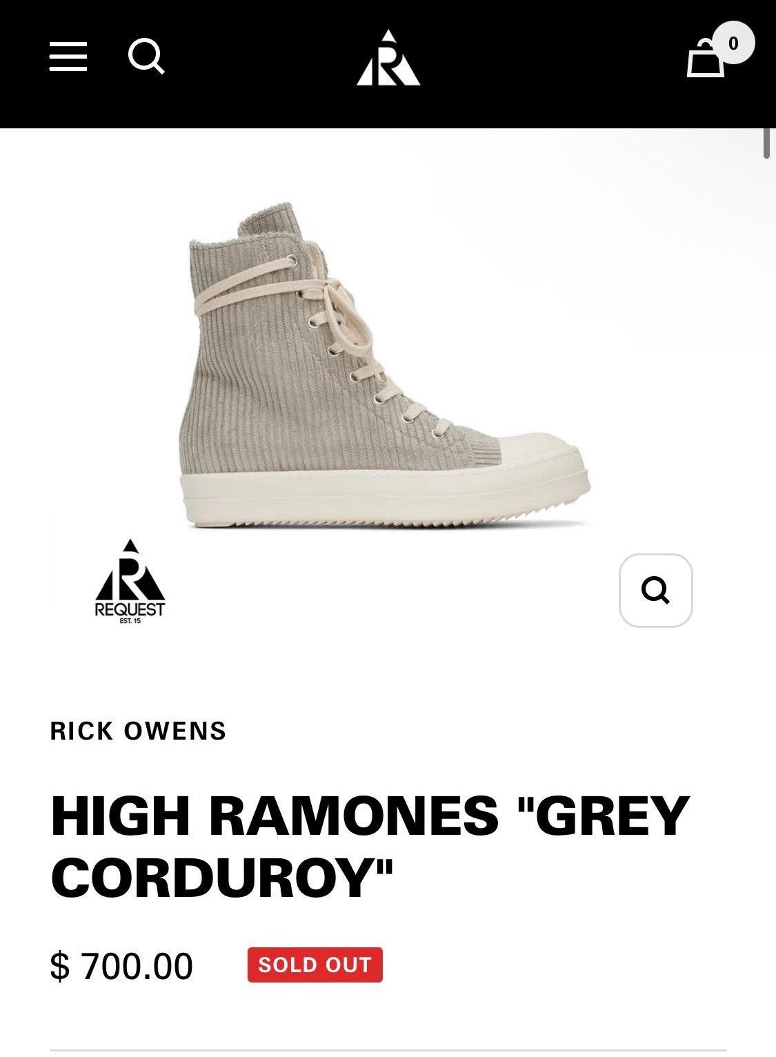 Rick Owens Drkshdw RICK OWENS RAMONES HIGH CARGO POCKET CORDUROY SHOES Size US 10 / EU 43 - 5 Thumbnail