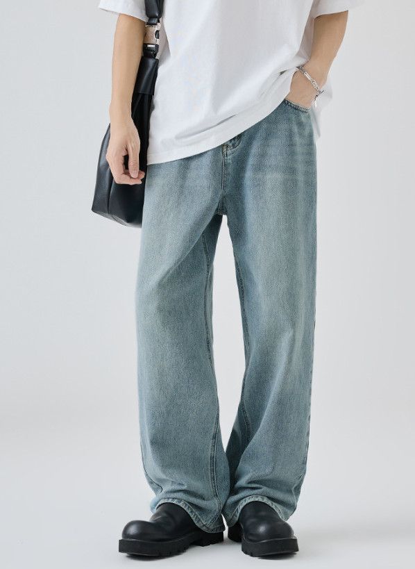 Jean High-Street Retro Men's Loose-Fit Straight-Leg Casual Jeans Size US 32 / EU 48 - 1 Thumbnail