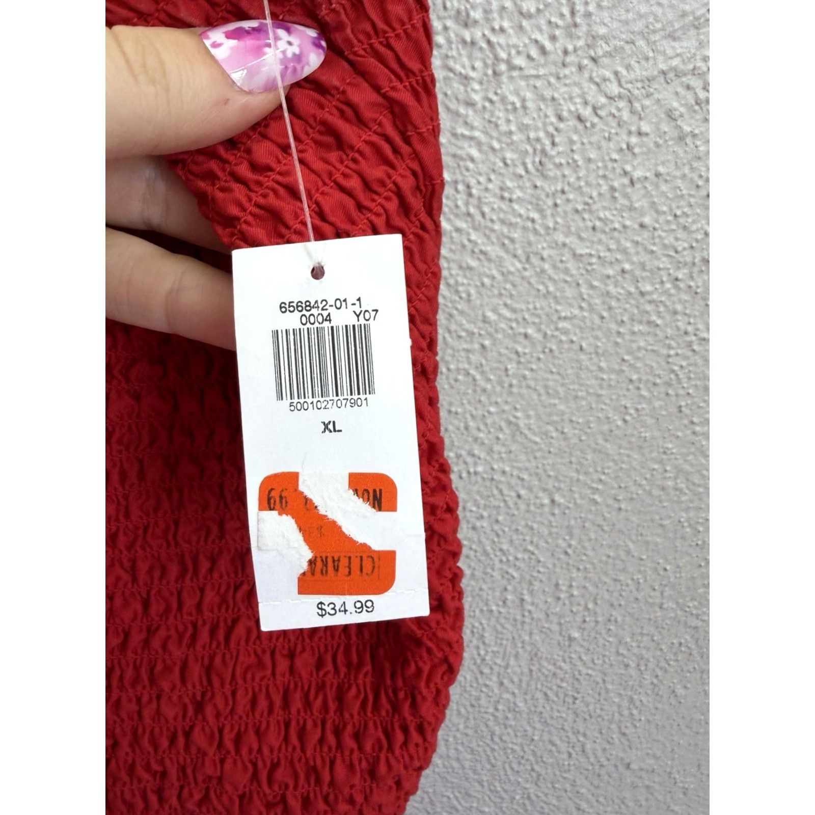 Old Navy Old Navy Tank Top Womens XL Red Fitted Crop NWTs Smocked Ruffle Sleeveless Top Size XL / US 12-14 / IT 48-50 - 5 Thumbnail