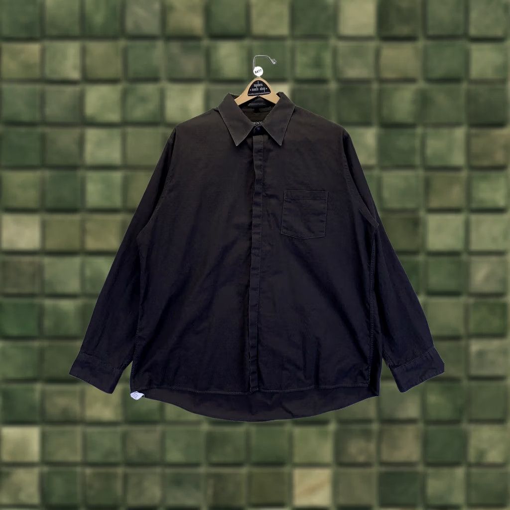 DKNY DKNY Dress Shirt Mens Brown 100% Cotton Sz 17.5 1.5-36/37-#8477 Long Sleeve Button Collared Shirt Mens BMI Brown Color 8477 Size 48R - 1 Thumbnail