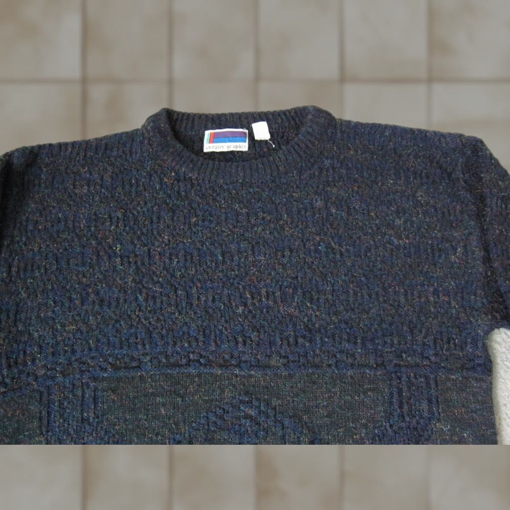 Vintage VINTAGE Sweater Graphix Sweater Geometric Knit Pullover Long Sleeve Mens Large Blue 80s 90s Casual Size US L / EU 52-54 / 3 - 1 Thumbnail