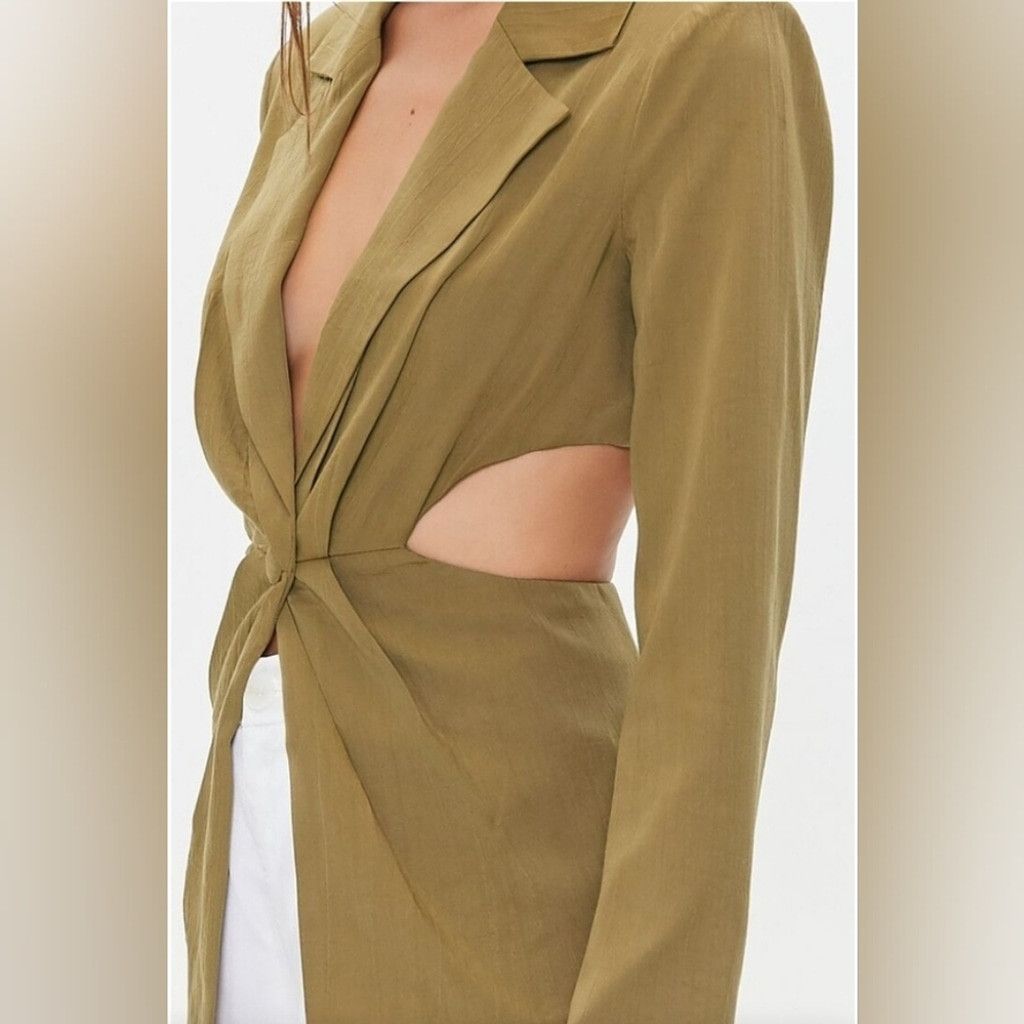 Forever 21 NWT Forever 21 Plunging Cutout Buttoned Blazer in Cigar Size S / US 4 / IT 40 - 6 Thumbnail