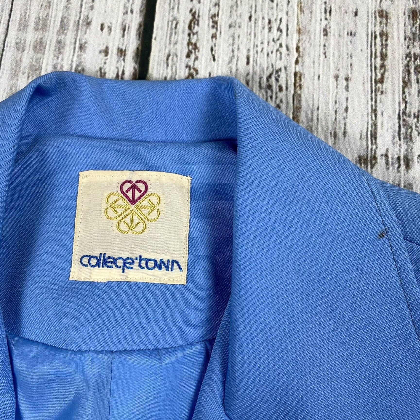 Vintage VINTAGE 70S 80S COLLEGE TOWN FITTED TAILORED BLAZER WOMENS M/L BLUE LADIES Size M / US 6-8 / IT 42-44 - 4 Thumbnail