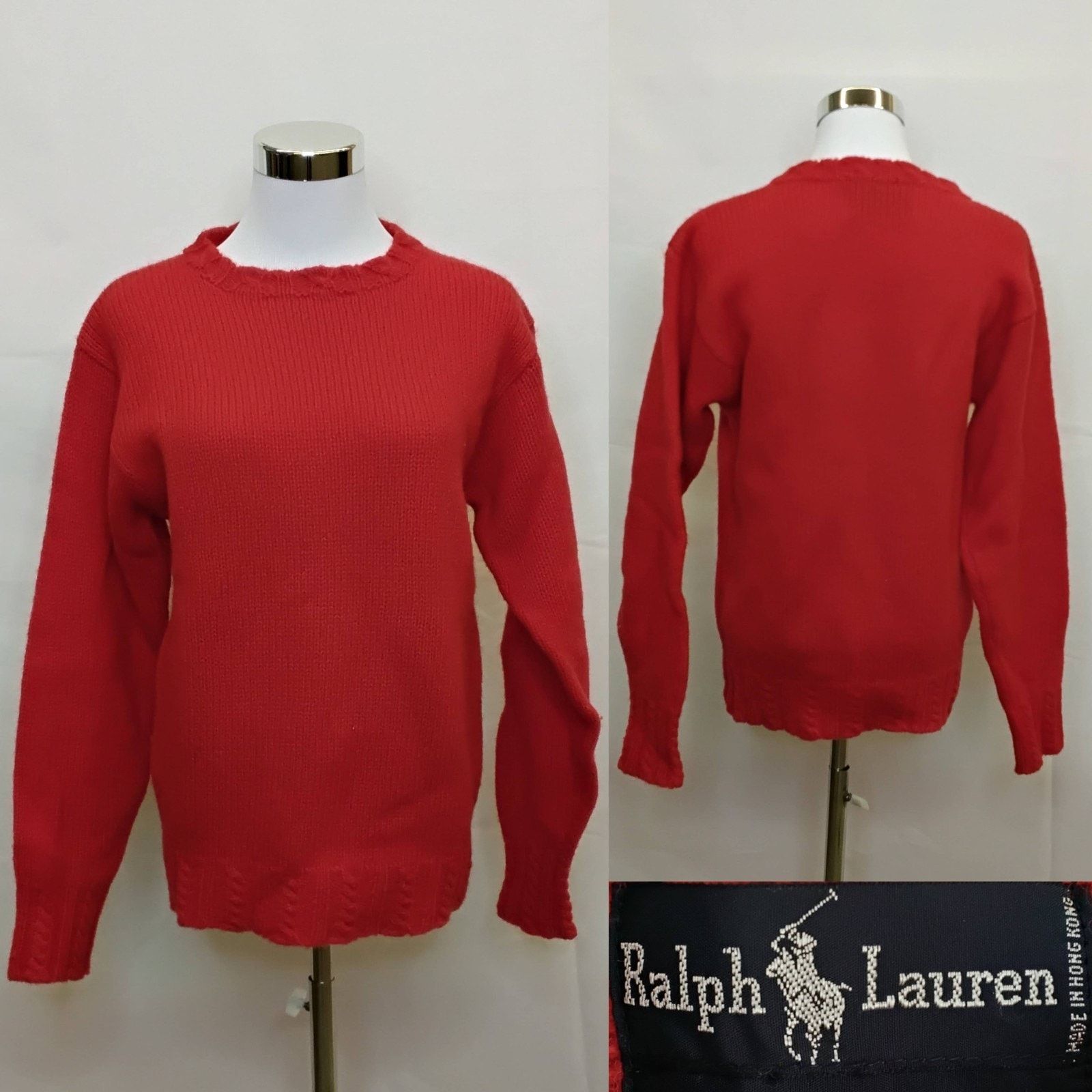 Ralph Lauren Sweater Women's S Red 100% Wool Vintage 1990's
