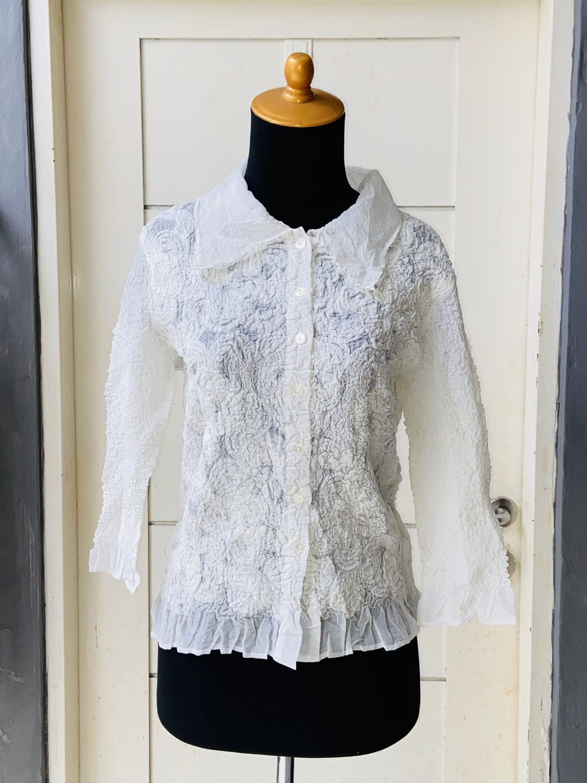 image of Issey Miyake Yuki Torii Meringue Cauliflower White Shirt, Women's (Size Small)