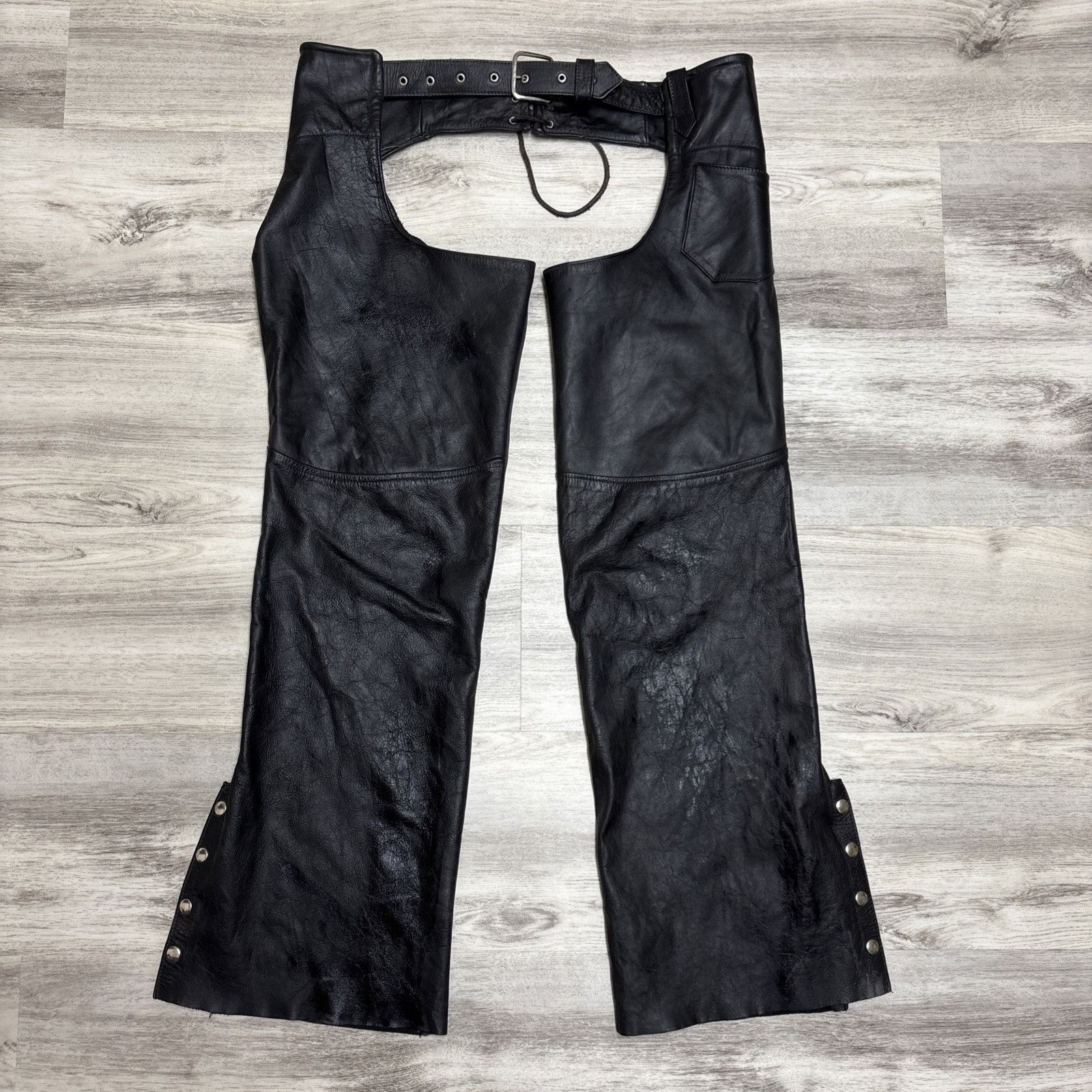 Other Vintage Leather Chaps Mens Large Black Bootcut Full Grain Mo Size US 36 / EU 52 - 1 Thumbnail