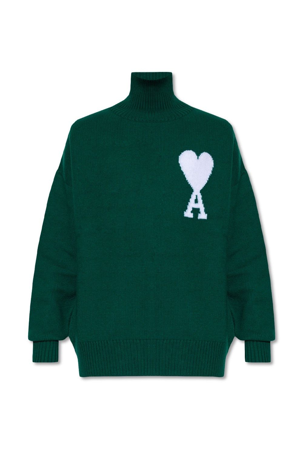 AMI AMI Paris Green Ami De Cœur Turtleneck Size US S / EU 44-46 / 1 - 1 Thumbnail