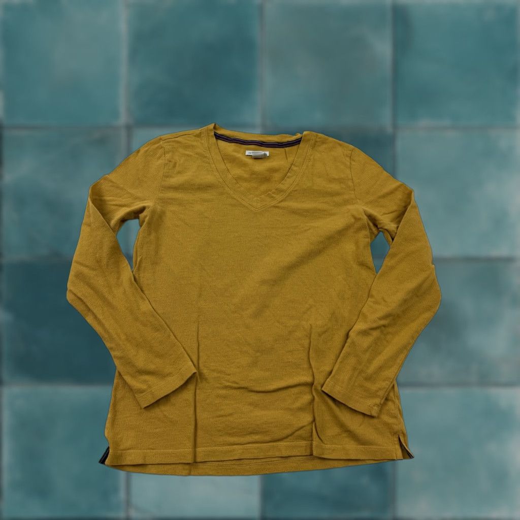 Carbon2Cobalt Carbon2cobalt Sweater Womens Medium Yellow V Neck 100% Cotton Knit Pullover Size M / US 6-8 / IT 42-44 - 1 Thumbnail