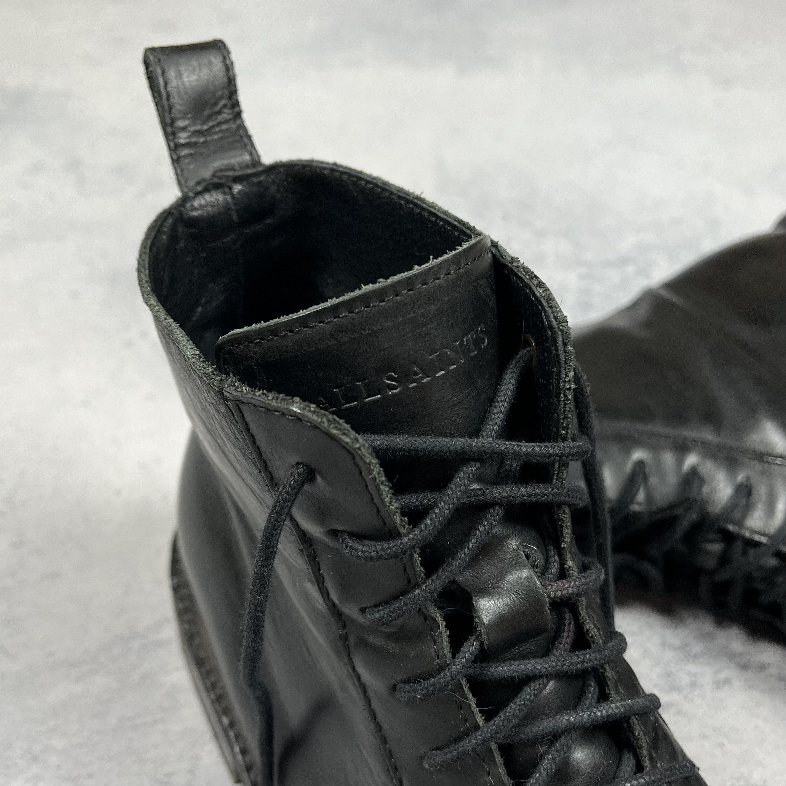 Allsaints Designer AllSaints Lace-Up Black Leather Boots Size US 8 / EU 41 - 9 Thumbnail