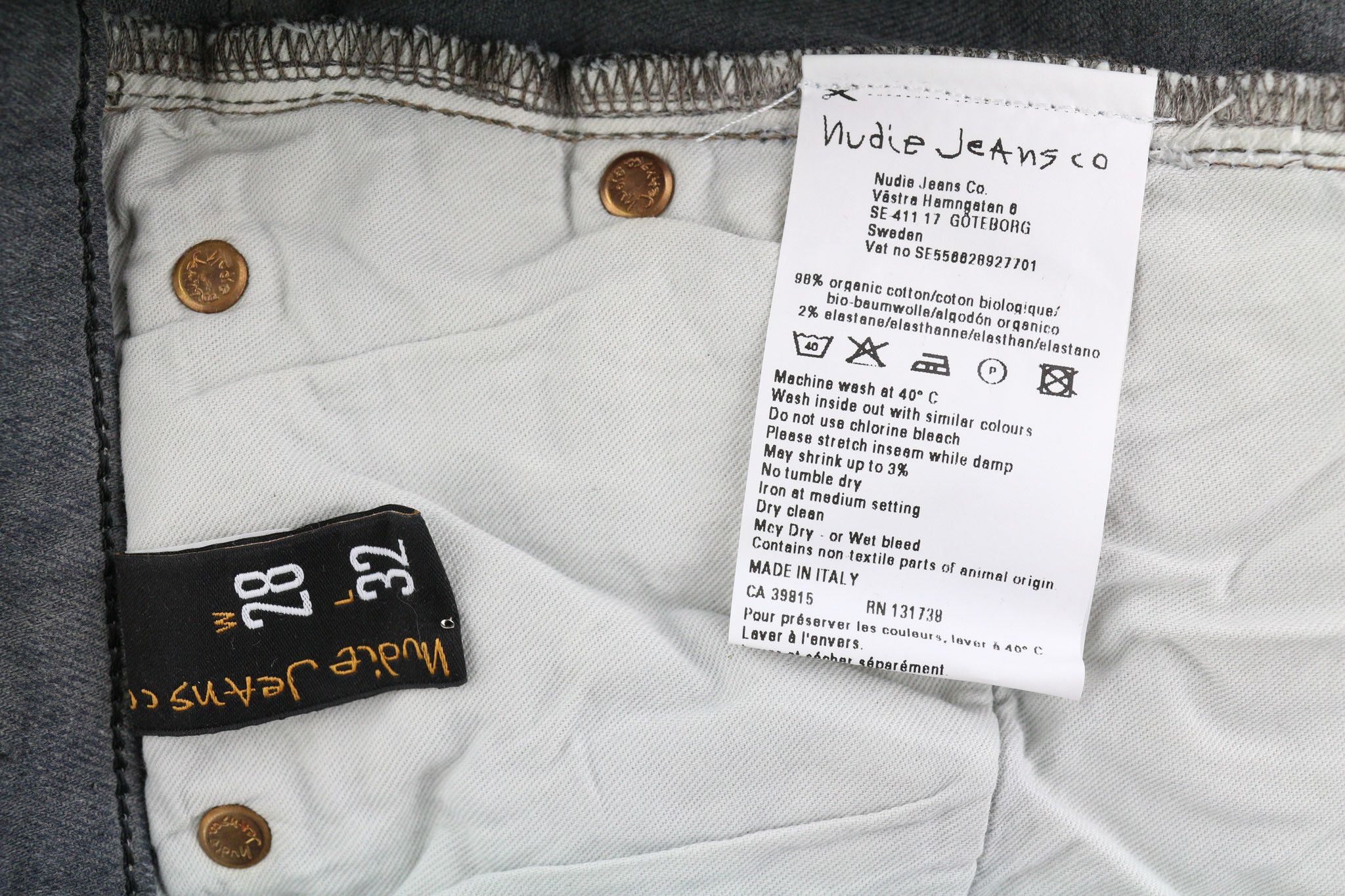 Nudie Jeans TIGHT LONG JOHN W28/L32 Organic Charcoal Jeans 82688 Size US 28 / EU 44 - 7 Thumbnail