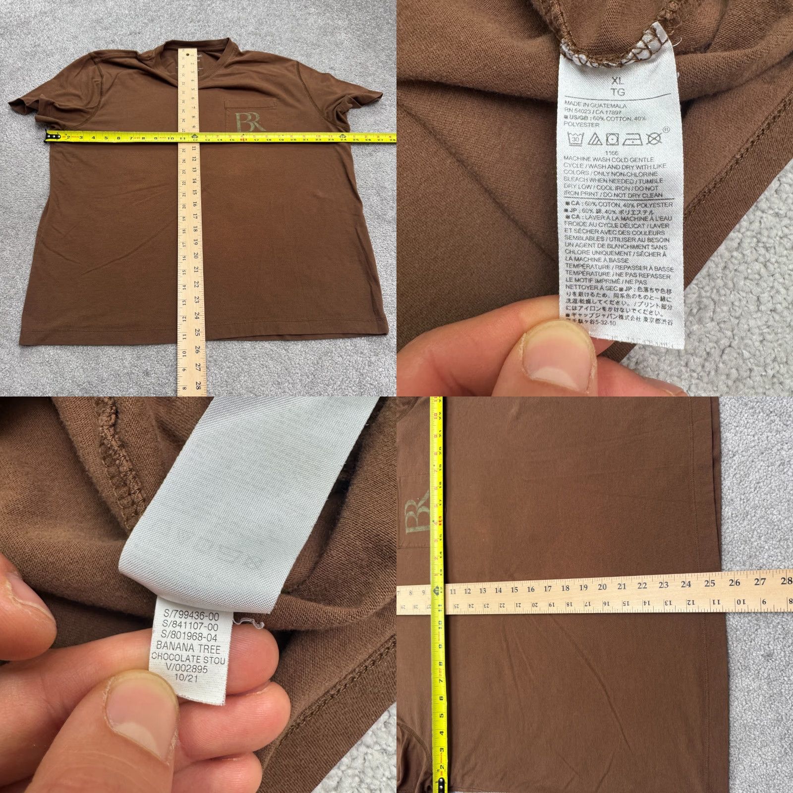 Banana Republic Banana Republic Graphic T-Shirt Mens XL Brown Crew Neck Pocket Tee Cotton Polyester Regular Short Sleeve Size US XL / EU 56 / 4 - 8 Thumbnail