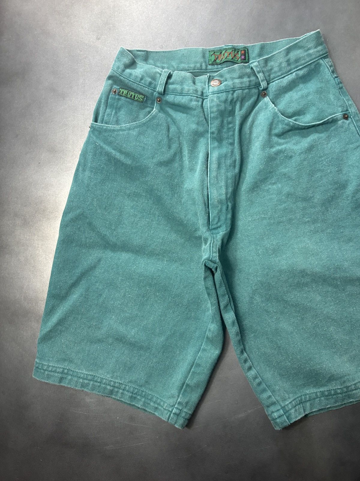 Vintage Vintage Jeans Shorts 90s Green Denim Faded Vintage Jorts Size US 27 - 7 Thumbnail