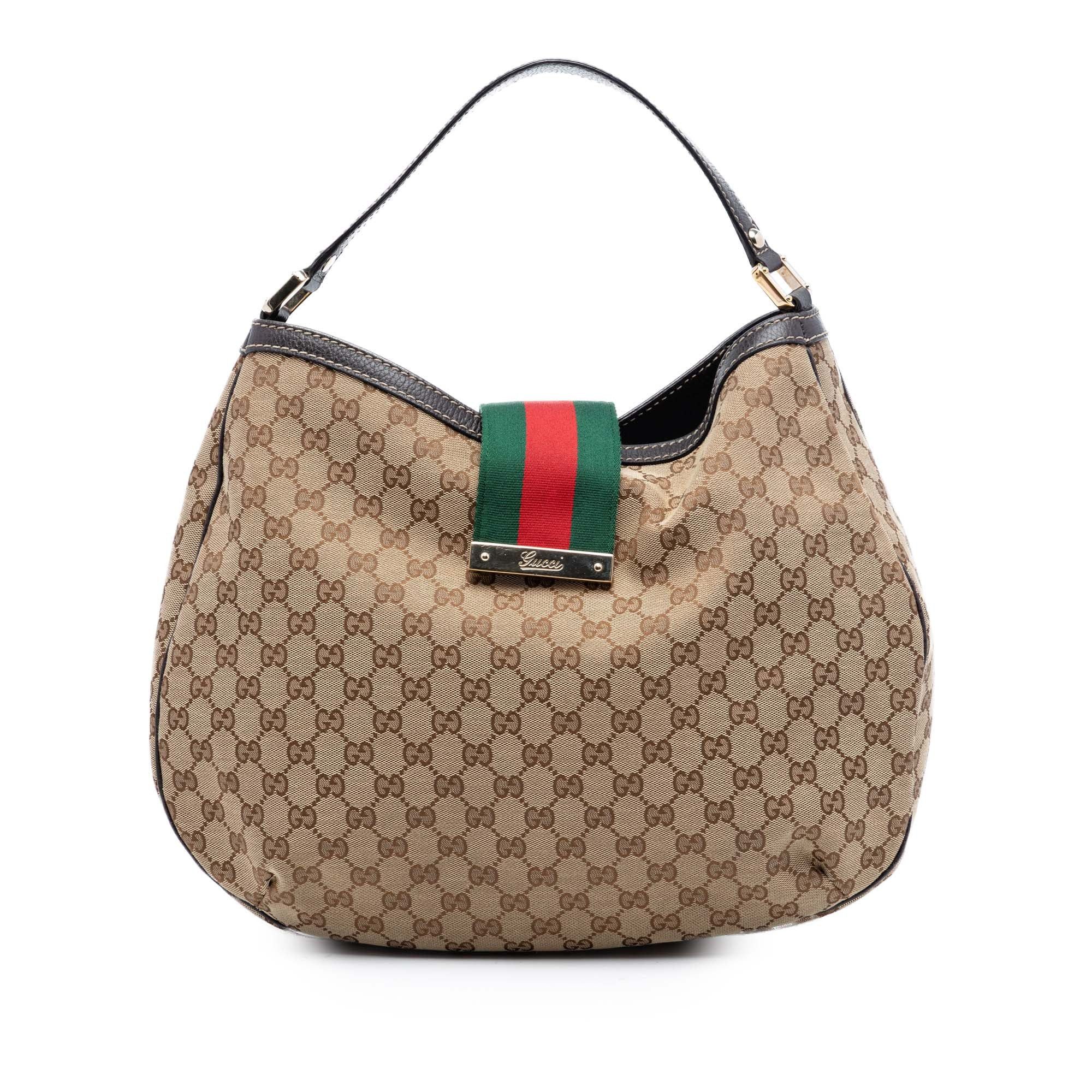 Gucci Large GG Canvas Web New Ladies Hobo in Beige, Women's