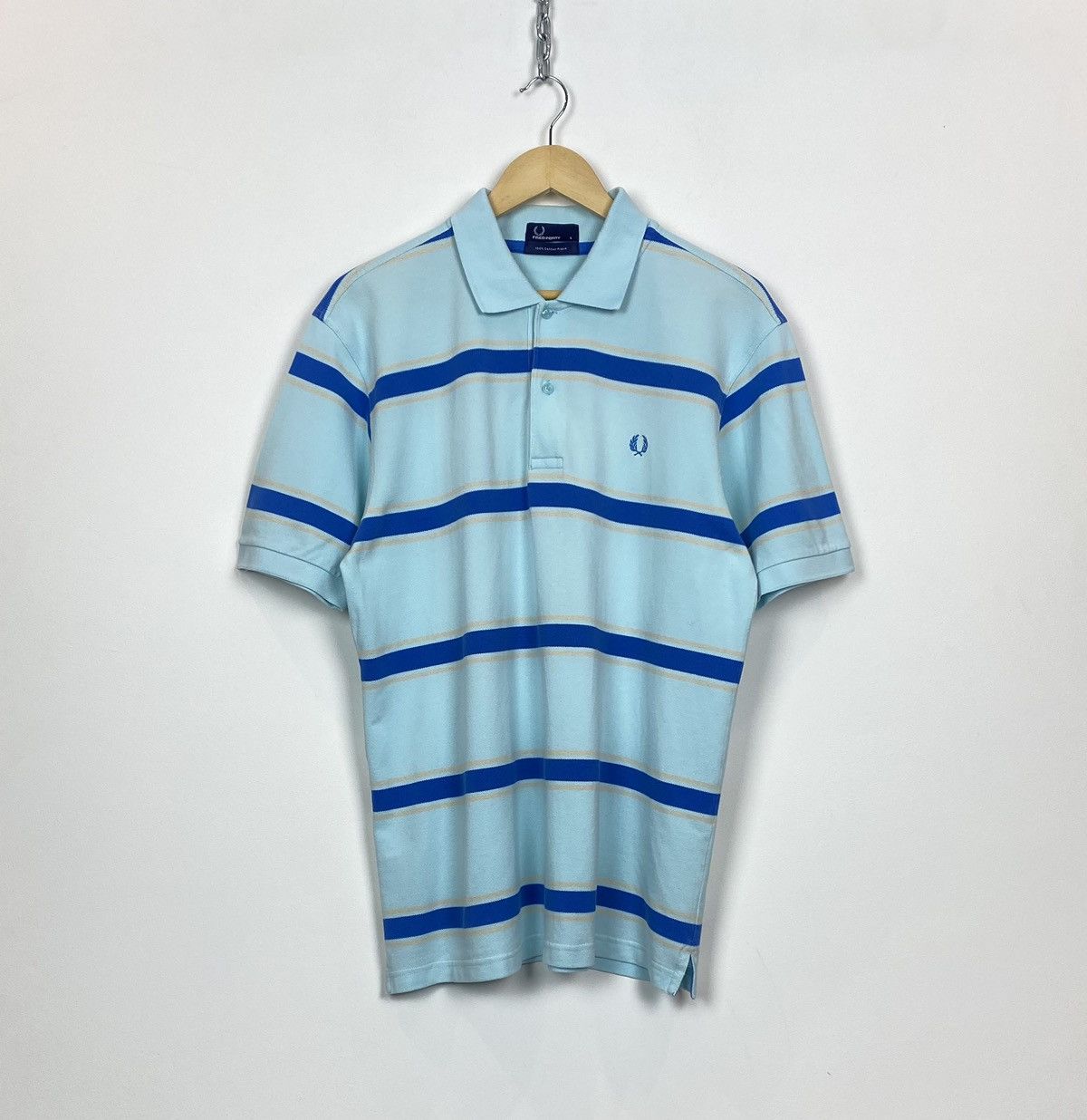 Fred Perry Vintage Fred Perry 100% Cotton Pique Polo Shirt Striped 90’s Size US L / EU 52-54 / 3 - 1 Thumbnail