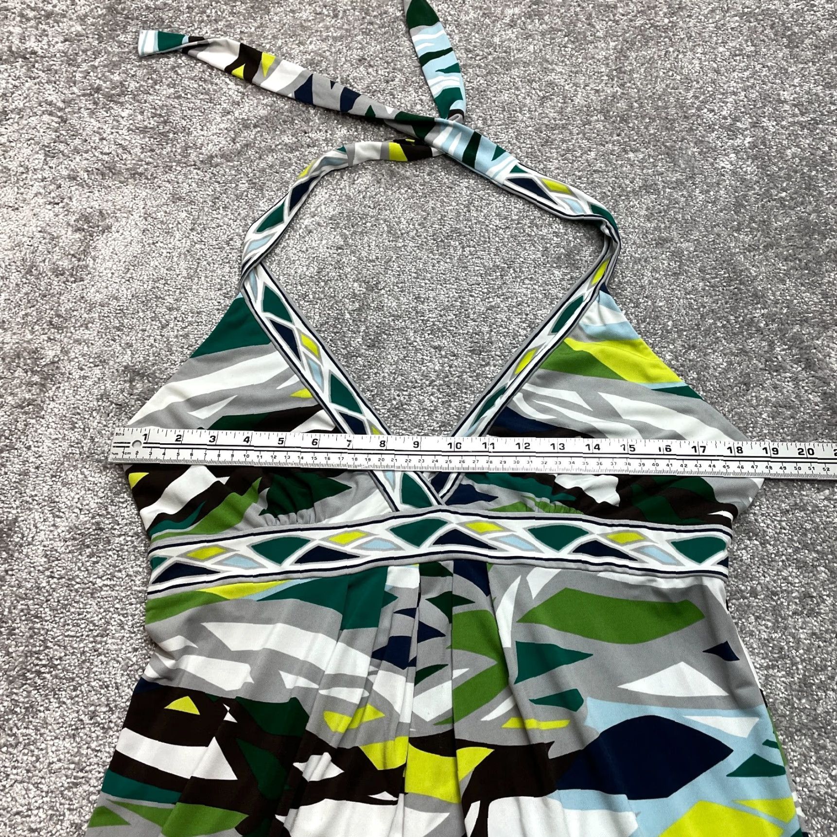 Bcbgmaxazria BCBGMAXAZRIA Halter Shift Dress Womens L Gray Green Midi Sleeveless Size L / US 10 / IT 46 - 4 Thumbnail