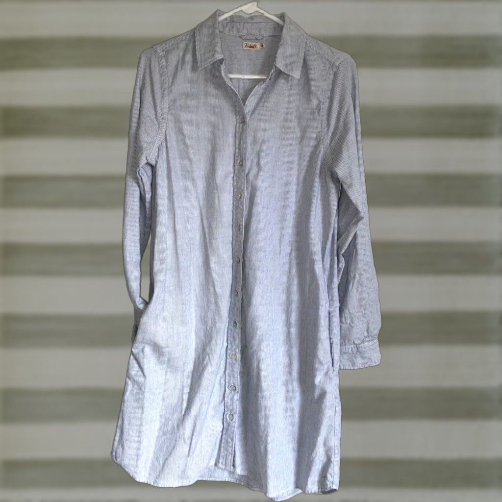Faherty Faherty Women's Bayview Stretch Cotton Shirt Dress Oxford-Stripe Sz S White and Blue Shirt Dress Womens Size S / US 4 / IT 40 - 1 Thumbnail