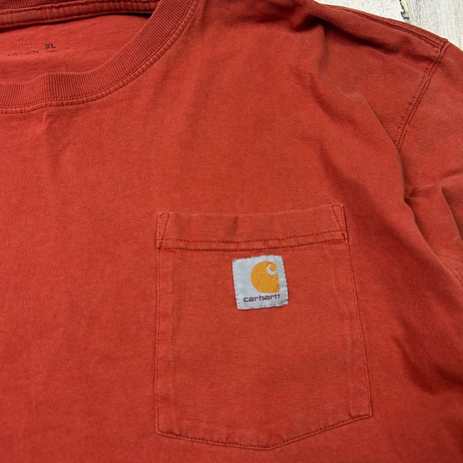 Carhartt Carhartt Long Sleeve Pocket Original Fit Dark Orange Tee Size US XL / EU 56 / 4 - 2 Thumbnail