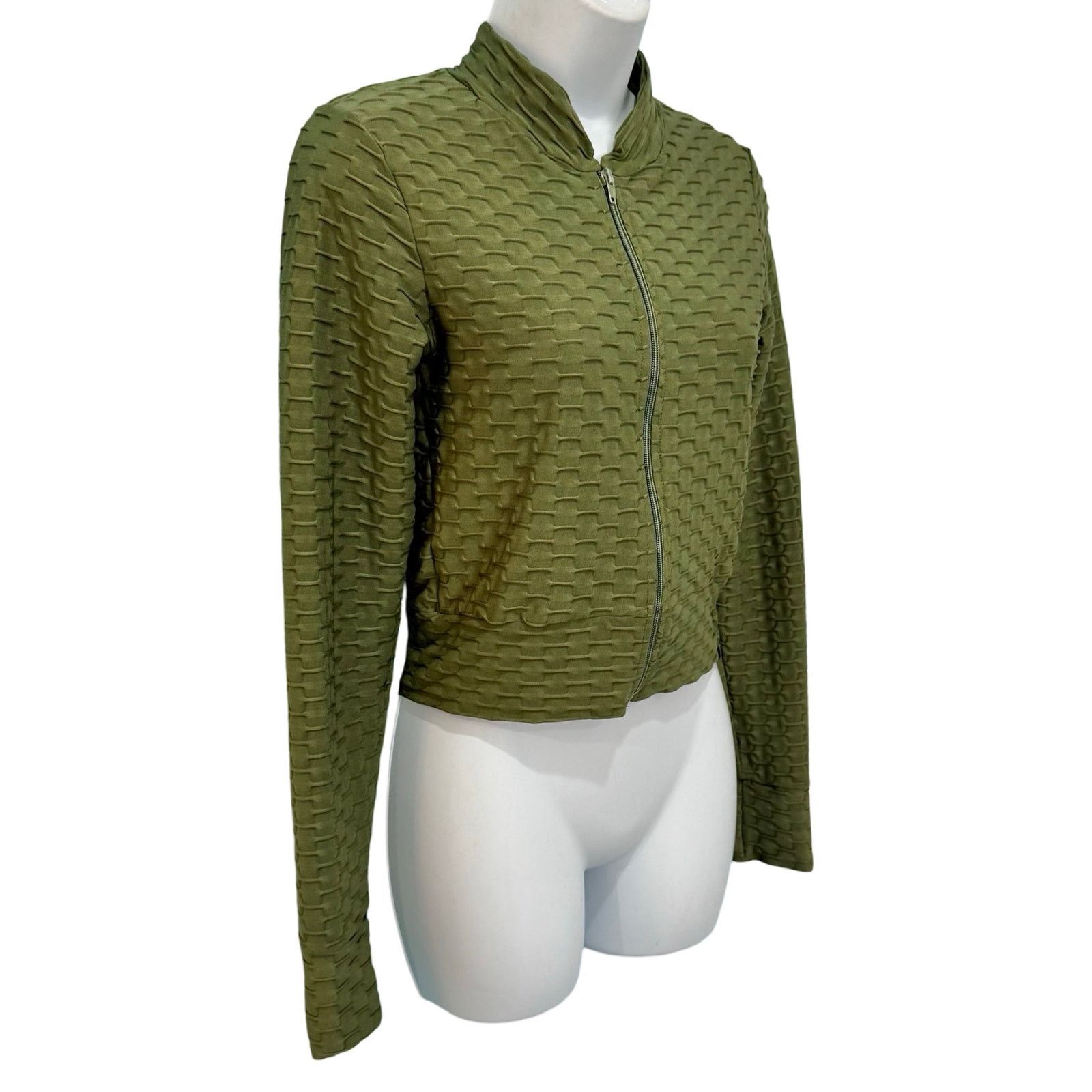 Other Booty by Brabants Olive Green Croco Cropped Zip Jacket S / M Size S / US 4 / IT 40 - 10 Thumbnail