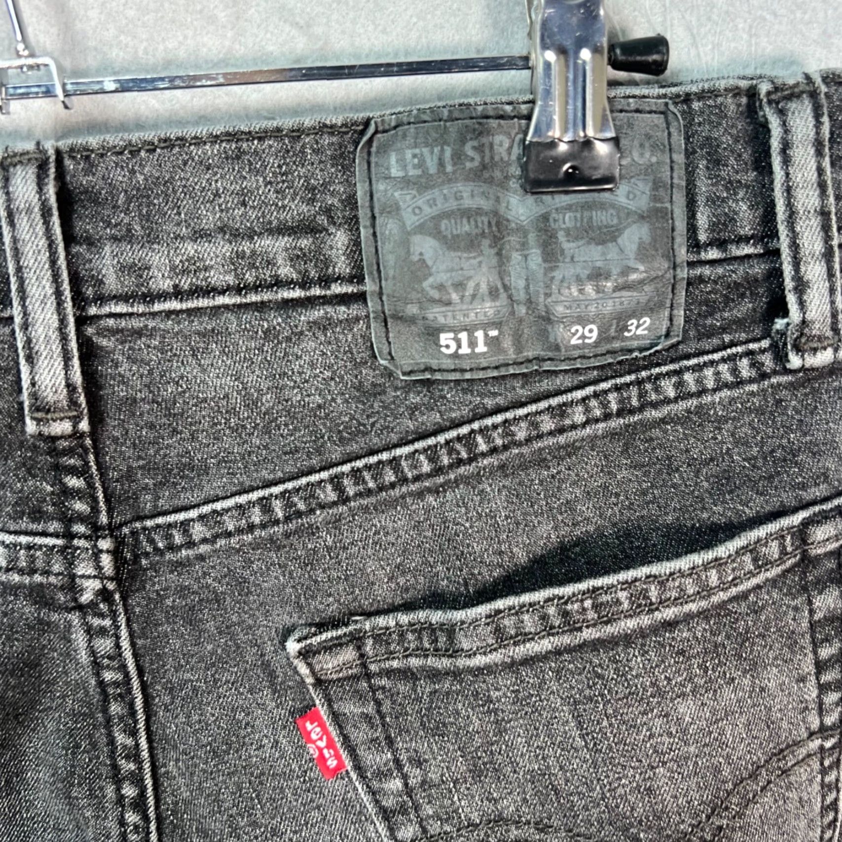 Levi's Levi's 511 Jeans Slim Denim 29x32 MEns Black 5-Pocket Tapered Leg Stretch Regular Inseam 32 Mens Jeans Size US 29 - 3 Thumbnail