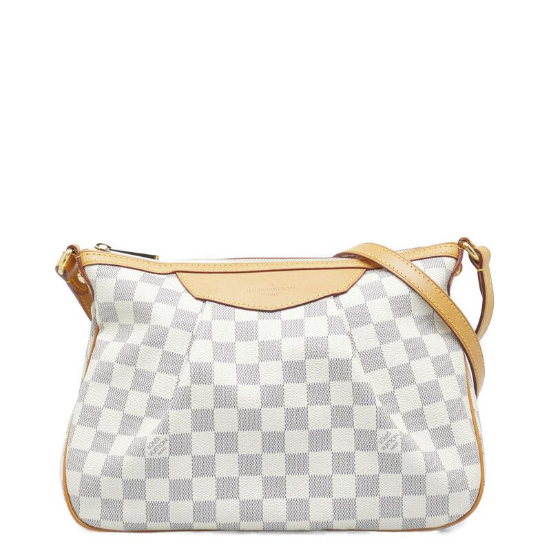 Louis Vuitton Damier Azur Siracusa PM Shoulder Bag White Leather