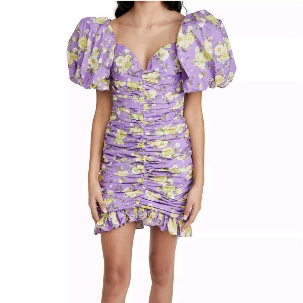Designer Giuseppe Di Morabito Floral Print Puff Sleeve Mini Dress Size S / US 4 / IT 40 - 1 Thumbnail
