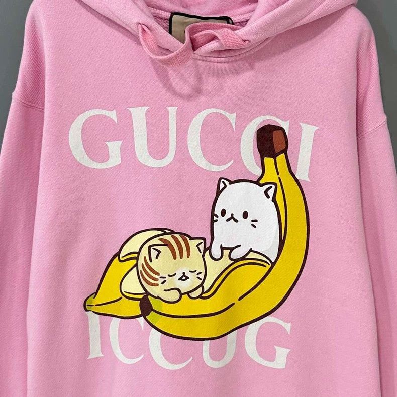 Gucci Pink Gucci Banana Cat Logo Hoodie-2505 Size XS / US 0-2 / IT 36-38 - 3 Thumbnail