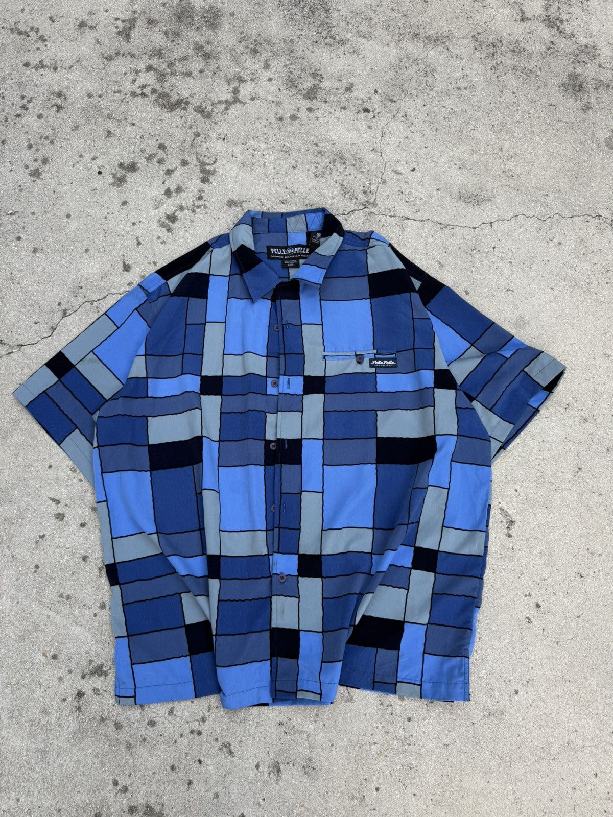 Pelle Pelle Vintage Y2K Pelle Pelle Blue Stained Glass Button Up shirt Size US XXL / EU 58 / 5 - 1 Thumbnail