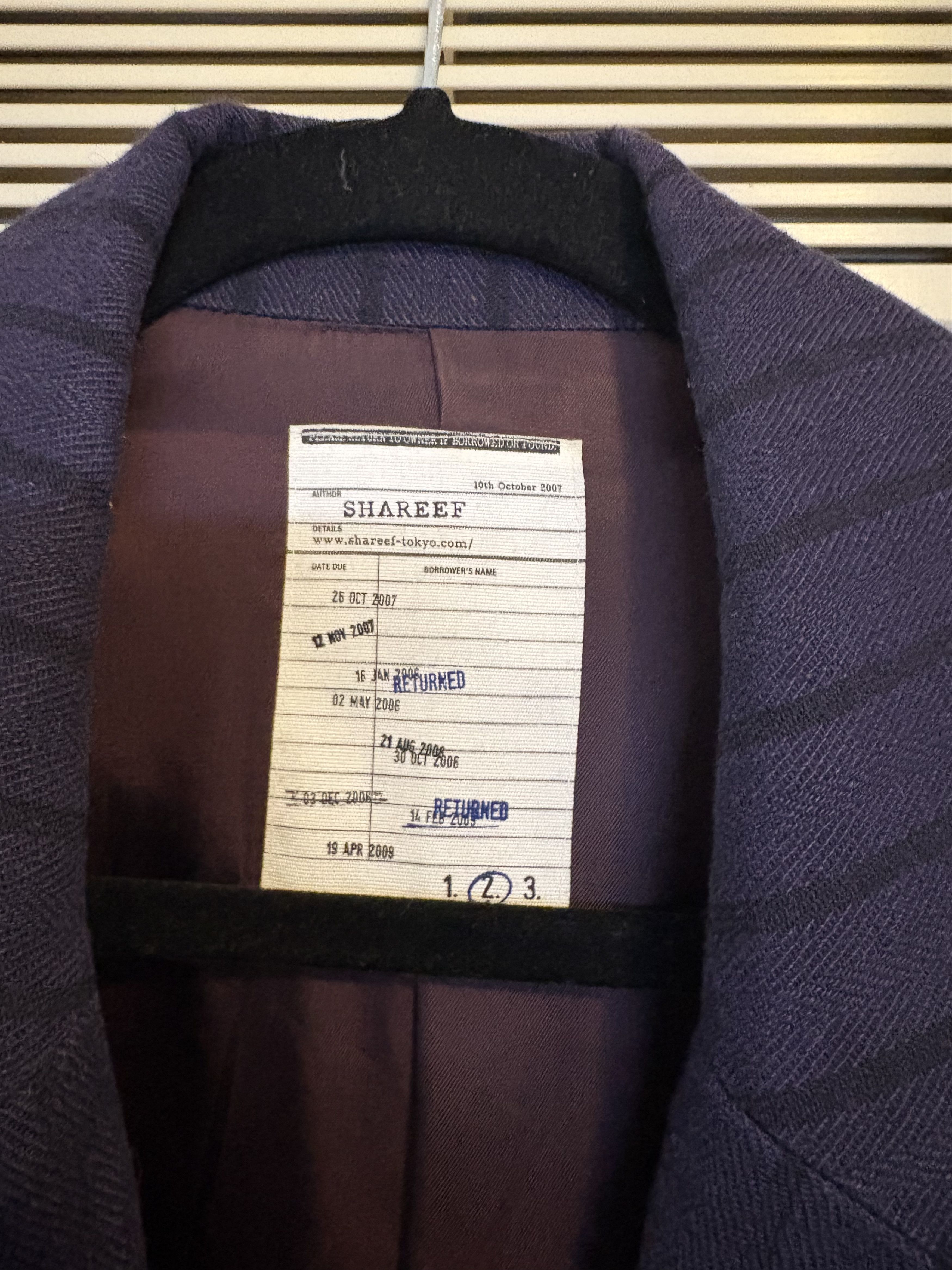 SHAREEF Shareef Tokyo Wool Coat “Library Tag”— Made in Japan Size US M / EU 48-50 / 2 - 4 Thumbnail