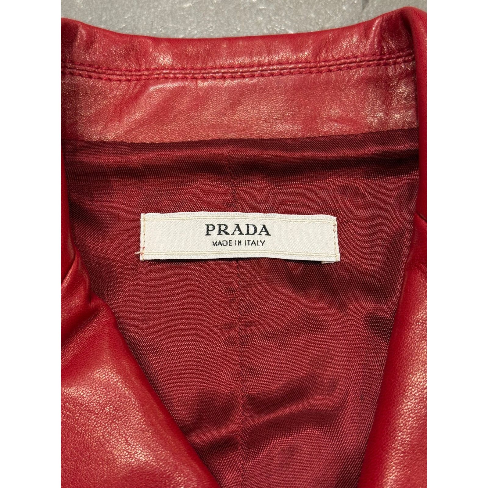 Prada 2000s Prada red biker leather jacket Size US S / EU 44-46 / 1 - 5 Thumbnail