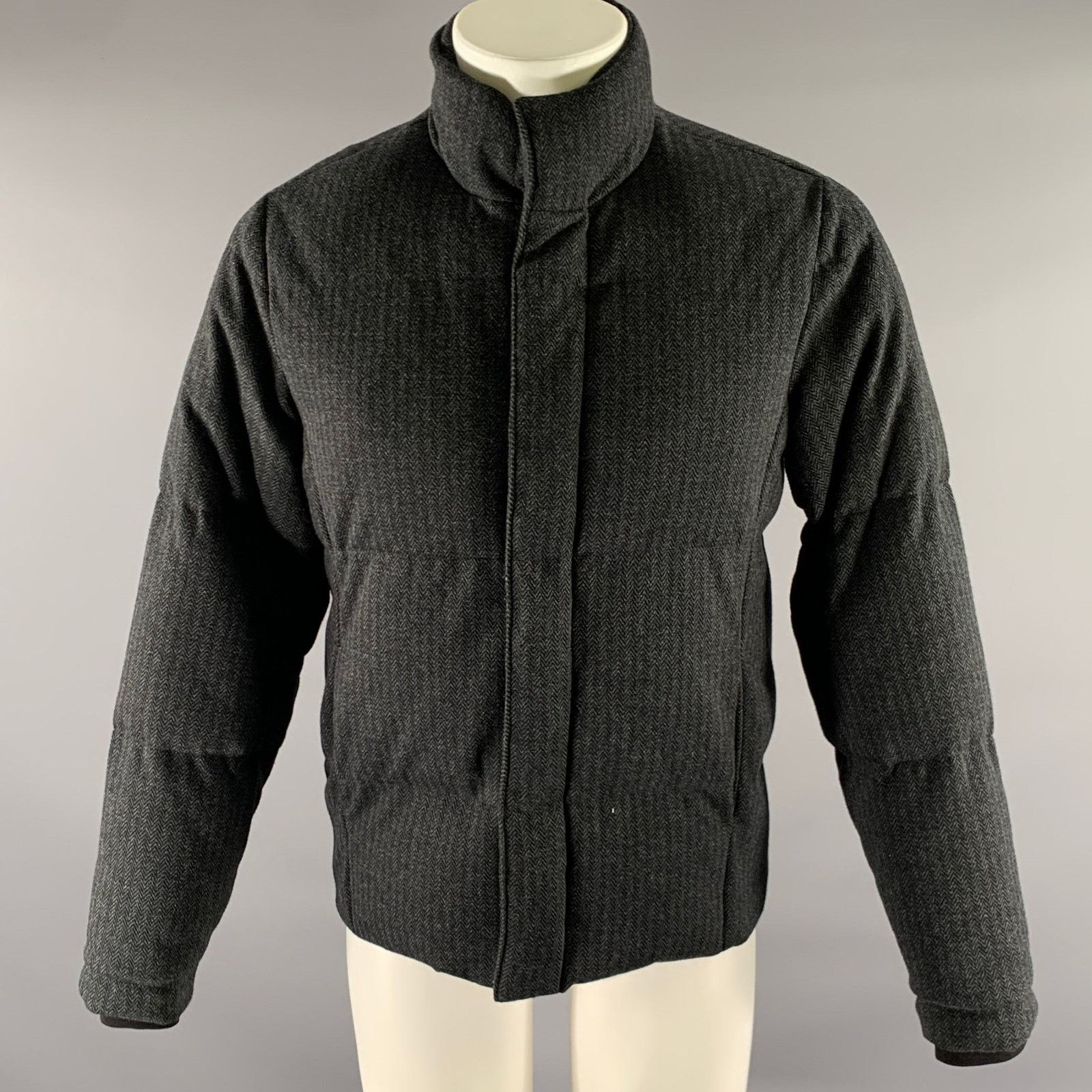 Vince VINCE Grey Break Herringbone Cotton Poly Puffer Jacket XS Size US XS / EU 42 / 0 - 1 Thumbnail