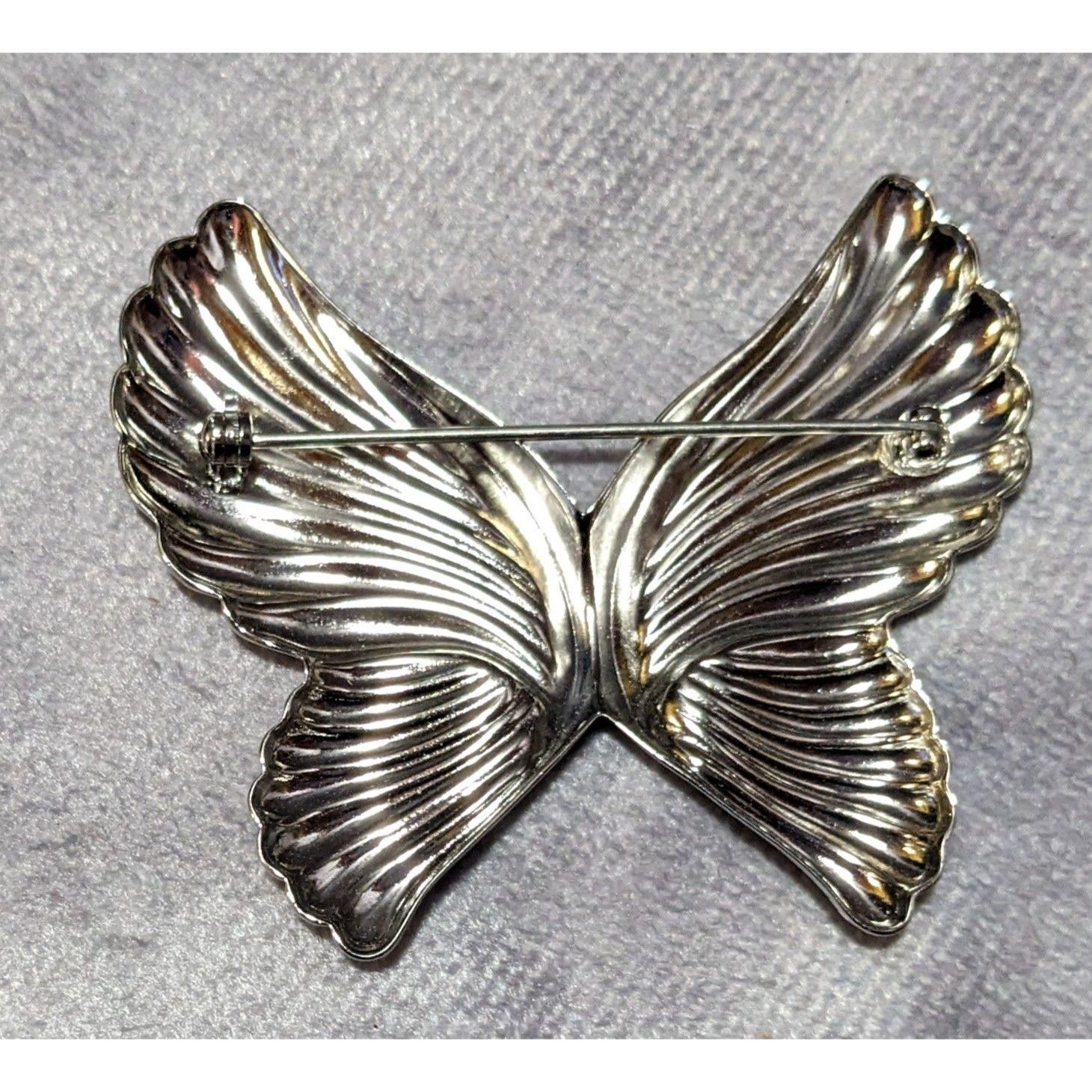Other Vintage Repousse Style Silver Tone Butterfly Brooch Size ONE SIZE - 5 Thumbnail