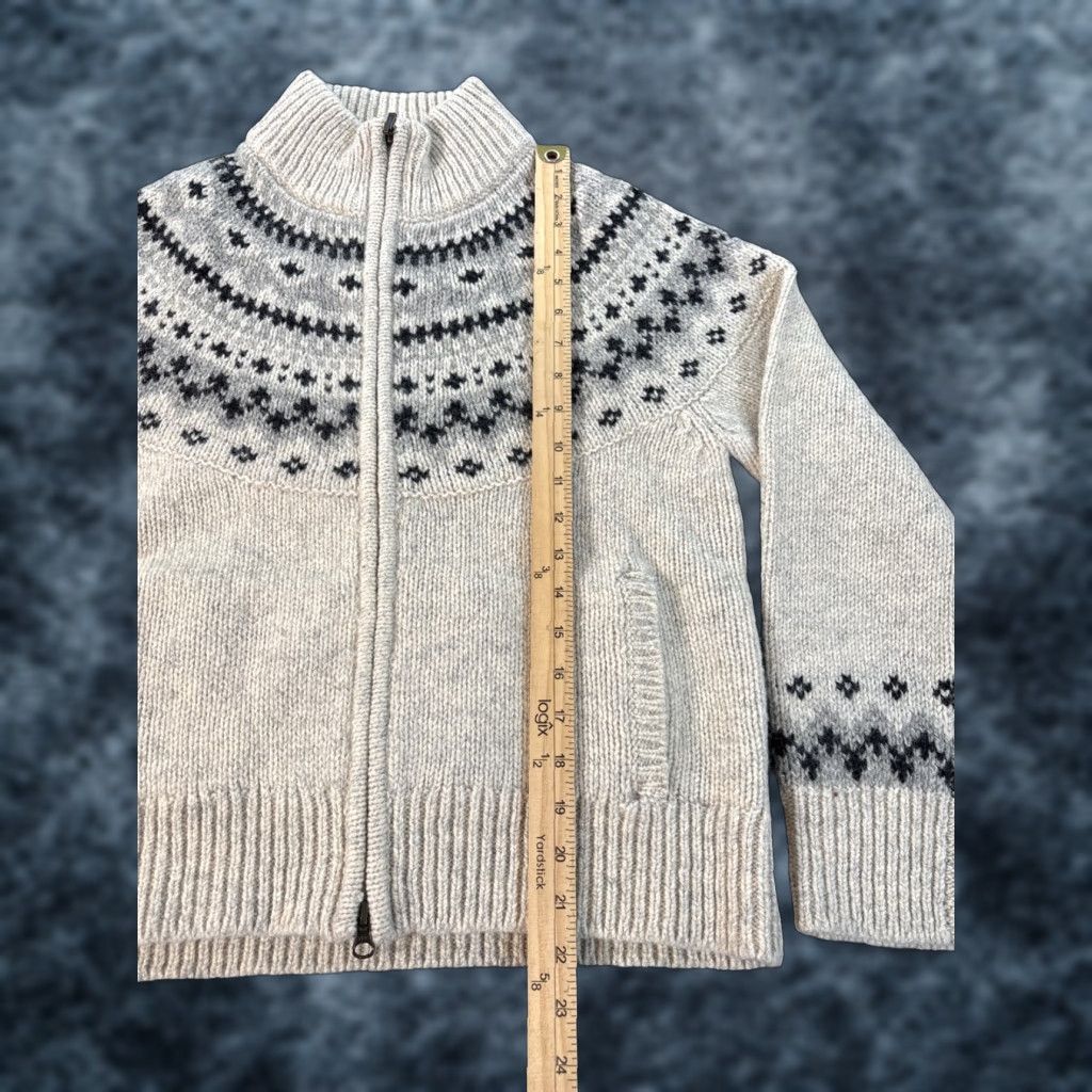 Vintage VINTAGE LL Bean Sweater Cardigan Full Zip Mock Neck Knit Wool Petites S White 90s Outdoor Ski Pockets Woman Size S / US 4 / IT 40 - 1 Thumbnail