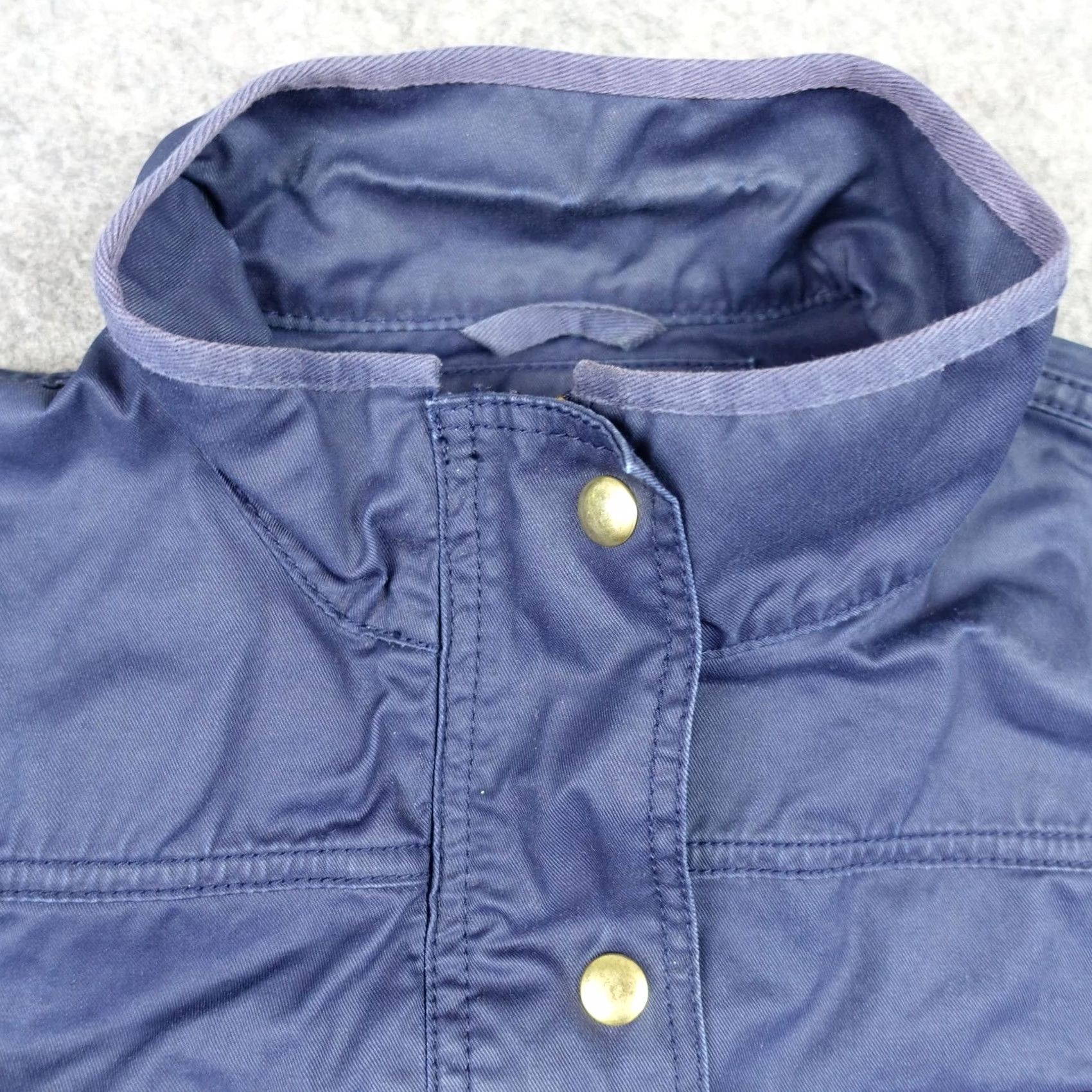 J.Crew J.CREW Jacket Womens M Blue Waxed Coat Twill Military Utility VTG Jacket with Pockets Belted Collared Size M / US 6-8 / IT 42-44 - 2 Thumbnail