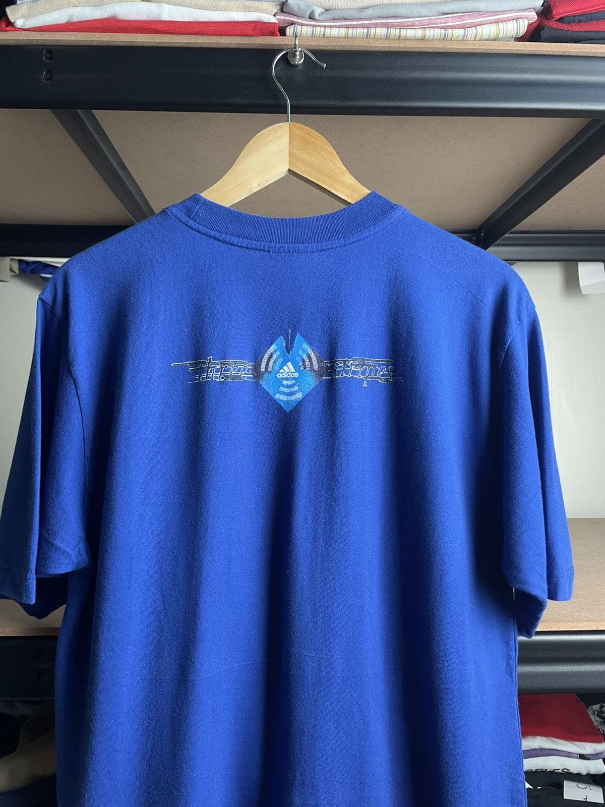 Adidas Vintage Adidas Three Stripes Blue Short Sleeve Size US L / EU 52-54 / 3 - 5 Thumbnail
