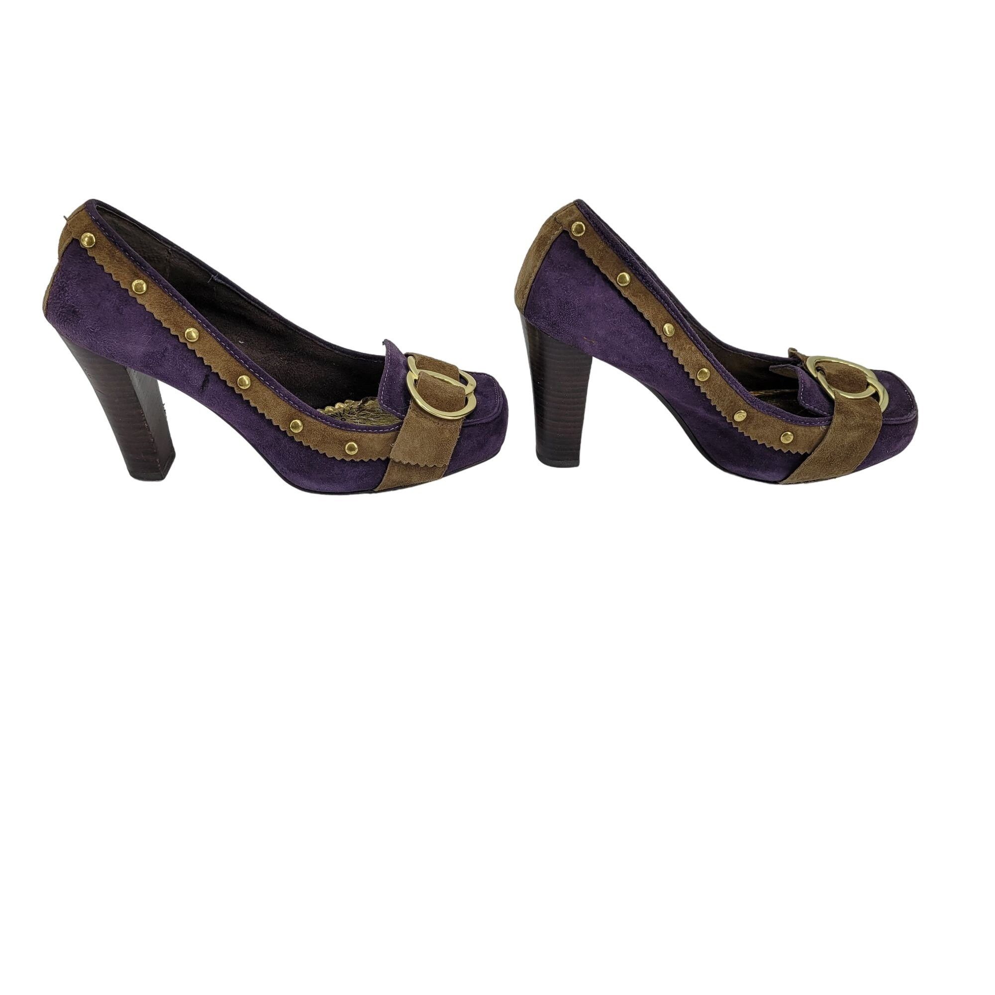 Other Naughty Monkey Heels Pumps Leather Purple Pirate Witchcore G Size US 8.5 / IT 38.5 - 7 Thumbnail