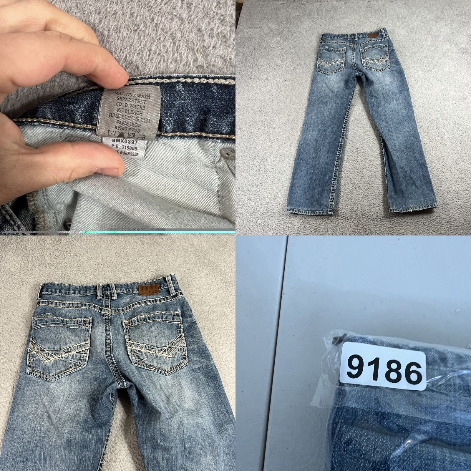 BKE BKE Denim Jeans Mens 31 Blue Tyler Straight Distressed Light Denim Preppy Hemmed Shirt/Jeans? Size US 32 / EU 48 - 10 Thumbnail