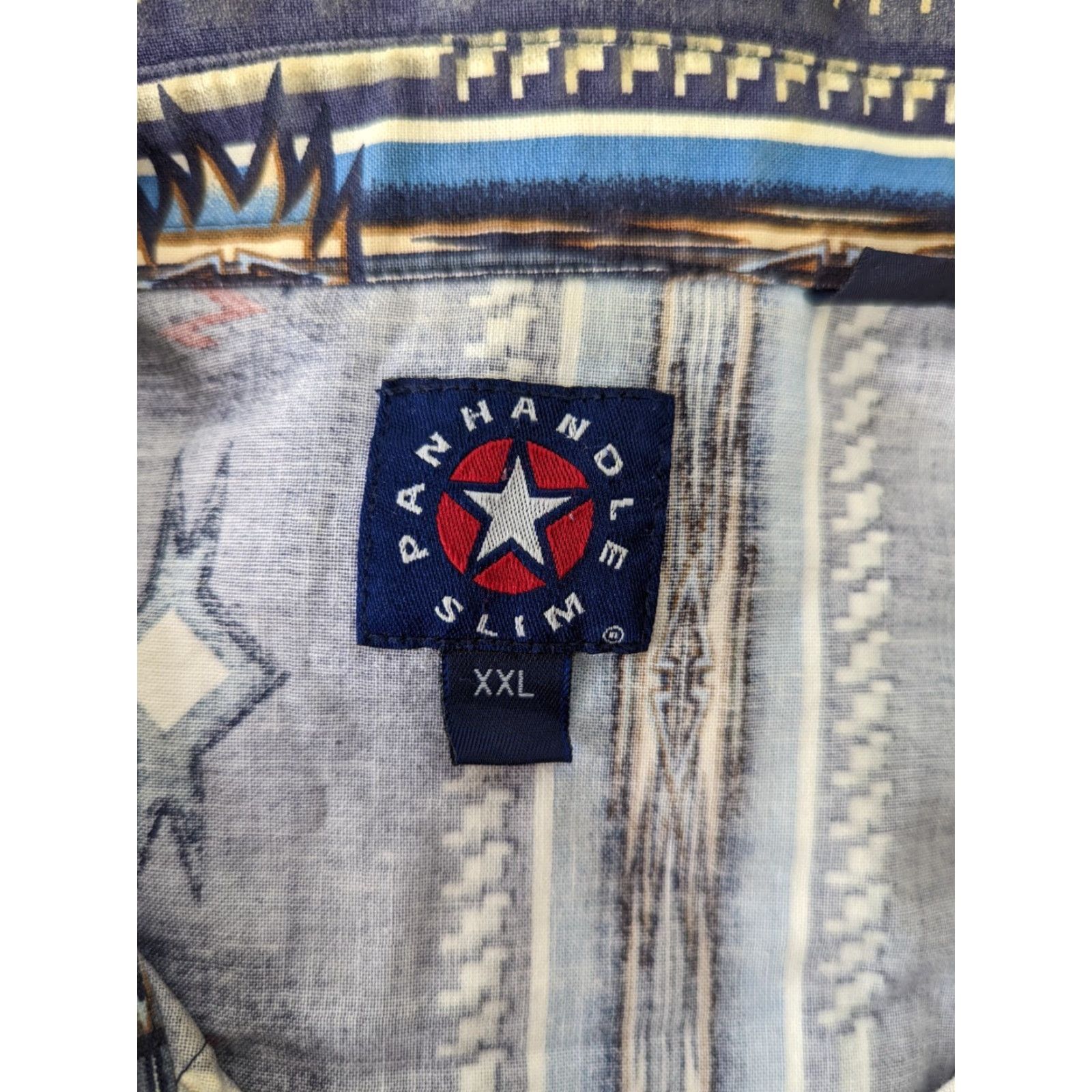 Vintage VINTAGE Panhandle Slim Southwestern Aztec Pearl Snap Long Sleeve Shirt 2XL Blue Mens XXL L7S Size US XXL / EU 58 / 5 - 4 Thumbnail