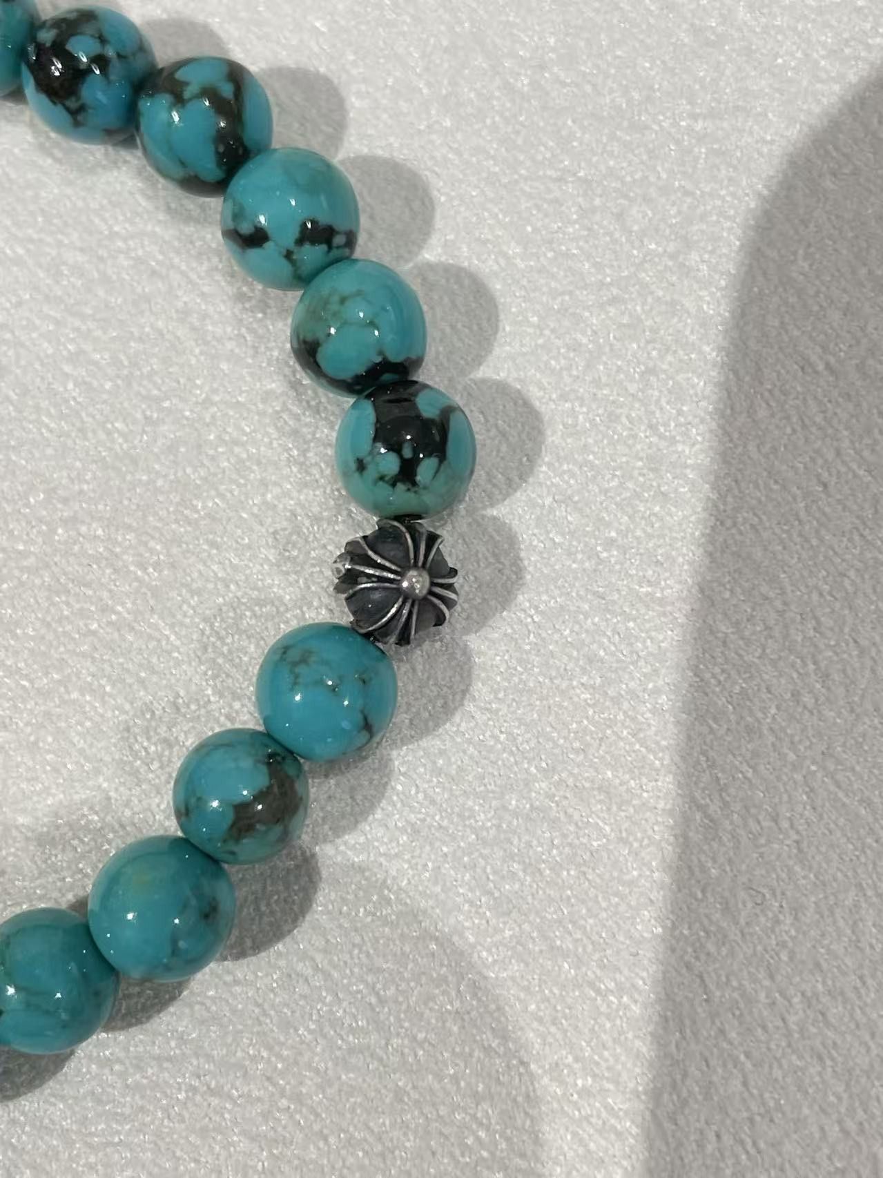 Chrome Hearts Chrome Hearts 6mm Turquoise Silver Cross Beaded Bracelet Size ONE SIZE - 9 Thumbnail