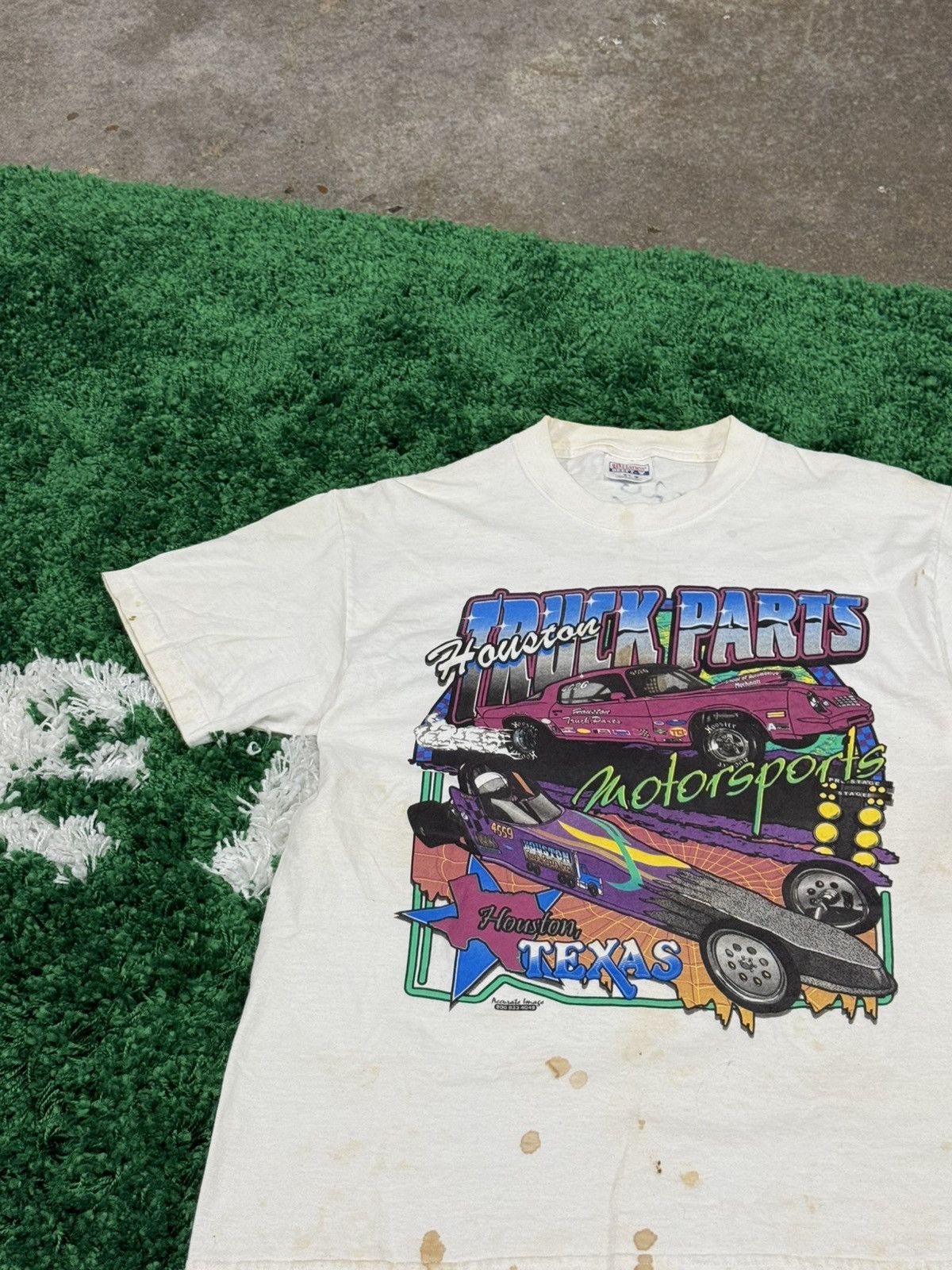 Vintage Vintage Houston Texas Truck Parts Nascar Race Tee White TX Size US M / EU 48-50 / 2 - 2 Thumbnail