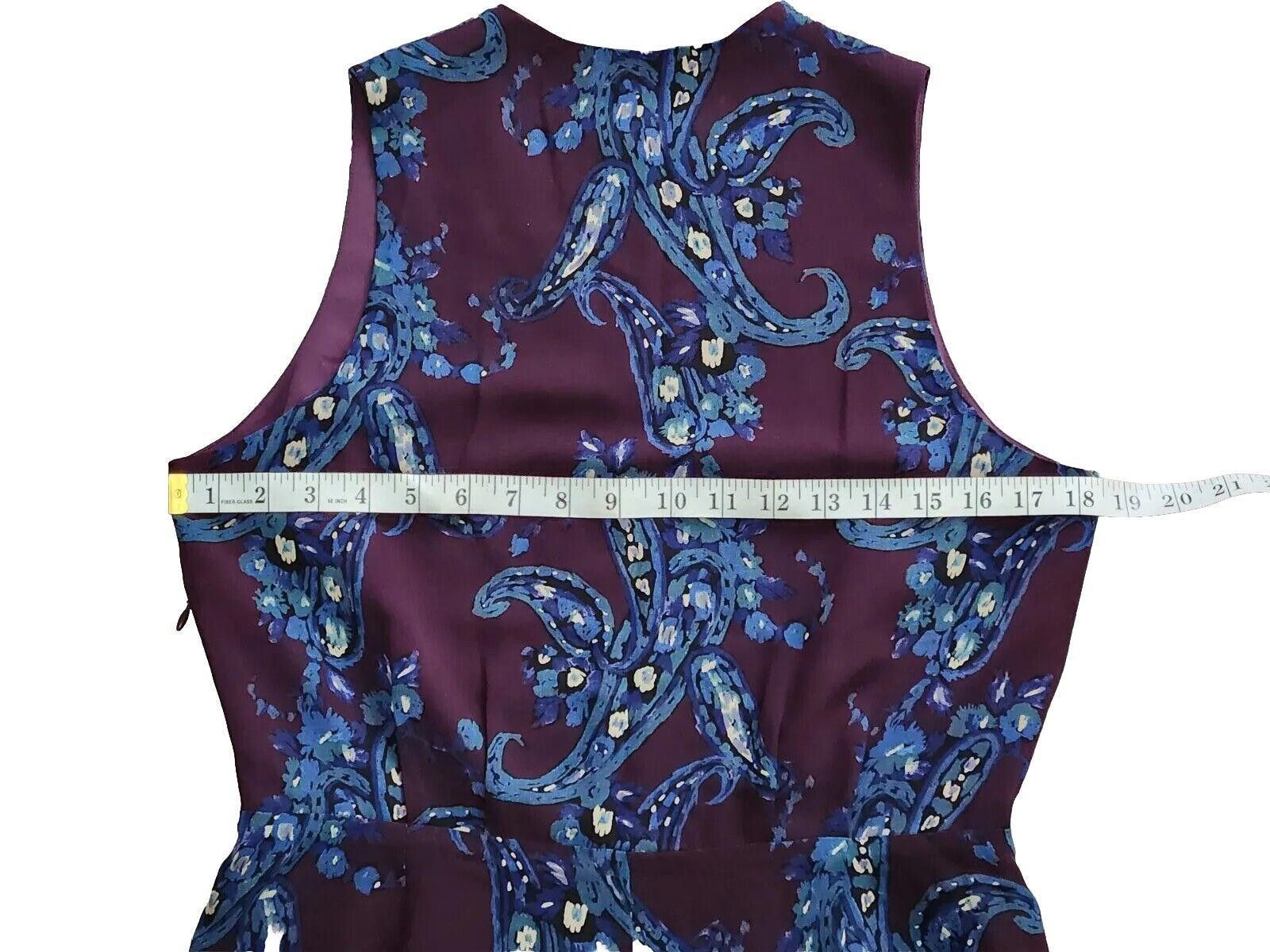 Designer Cabi Dress Size 8 Blue Purple Paisley Chiffon V Neck Size M / US 6-8 / IT 42-44 - 5 Thumbnail