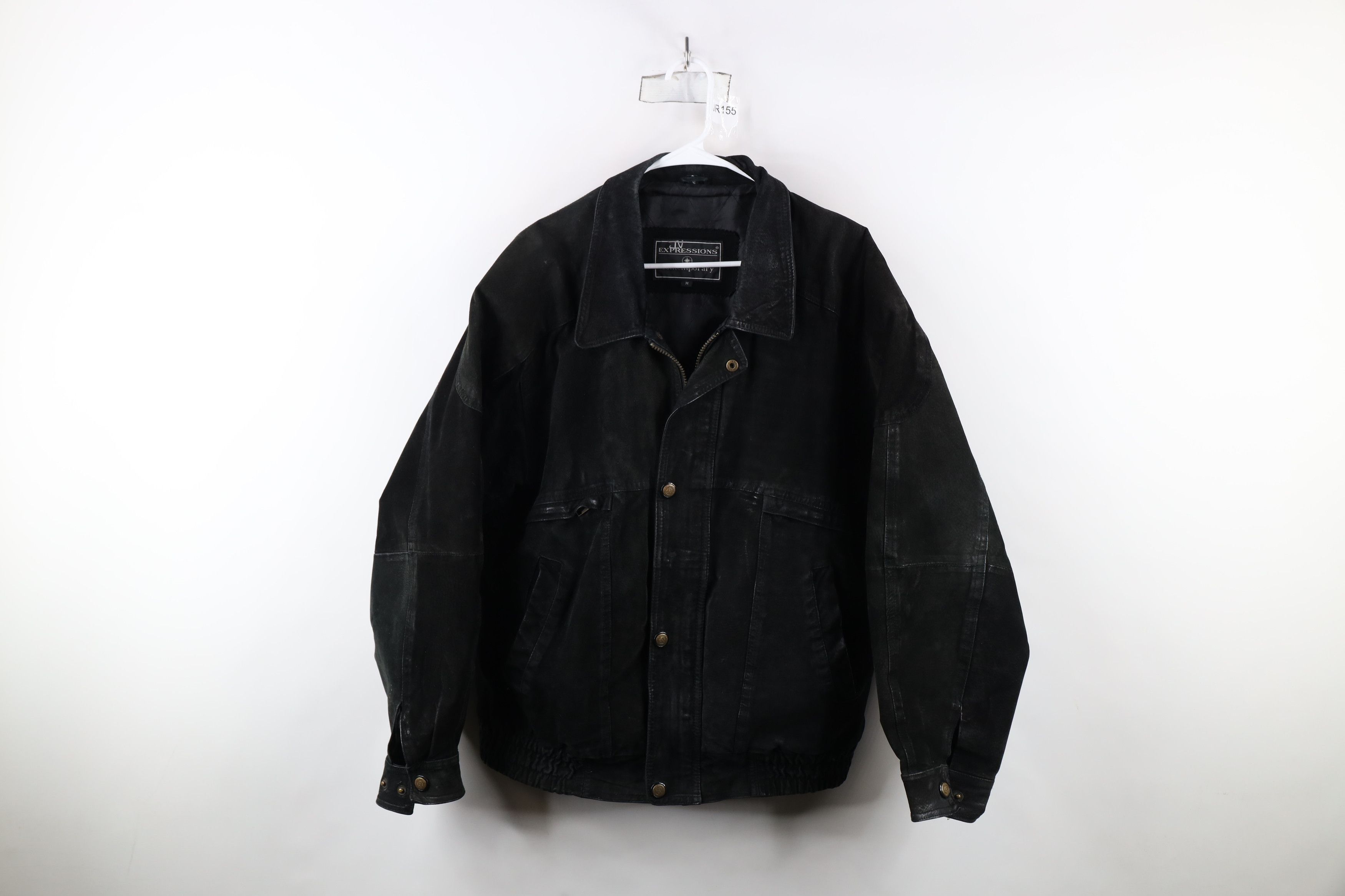 Vintage Vintage 90s Streetwear Suede Leather Bomber Jacket Black Size US M / EU 48-50 / 2 - 1 Thumbnail