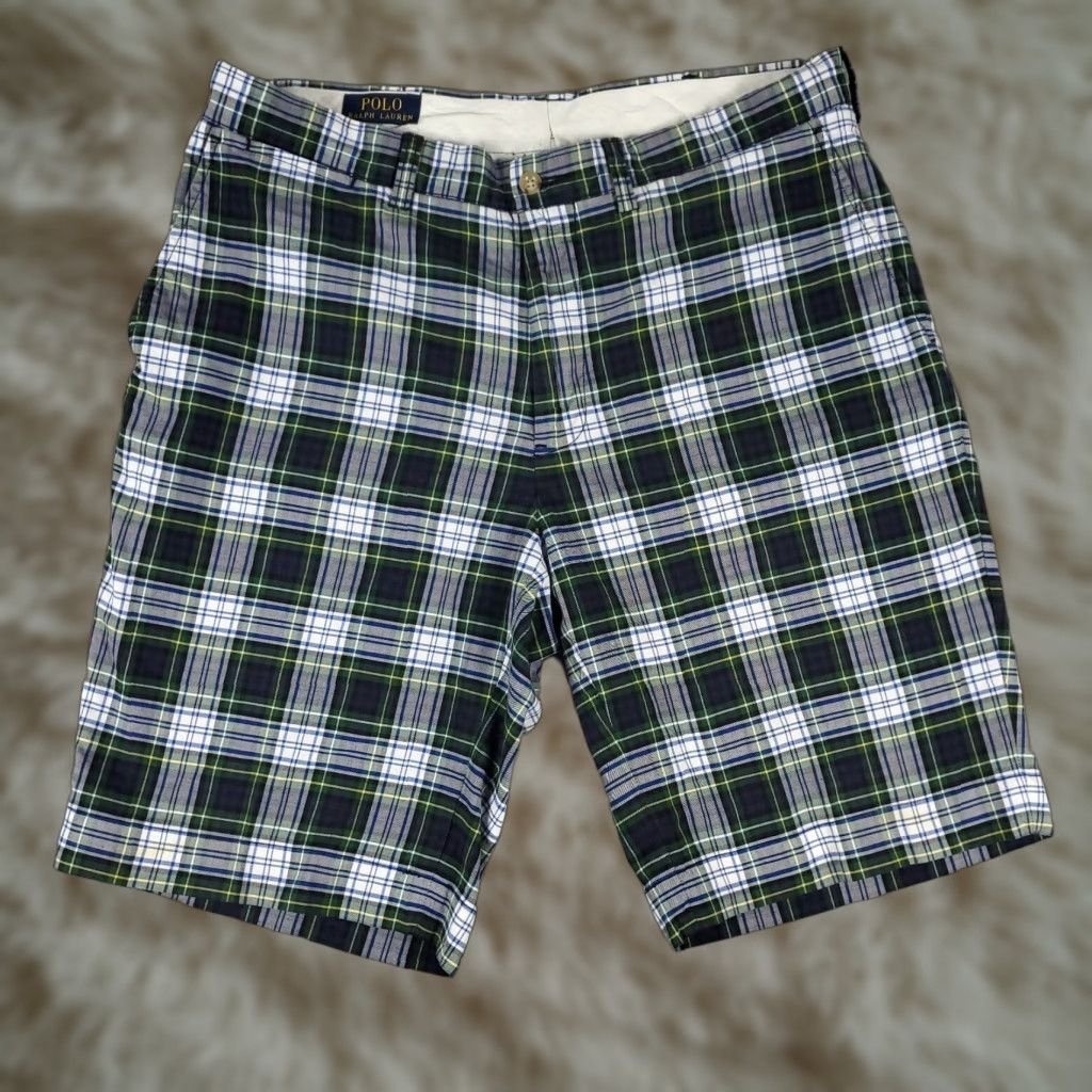 Ralph Lauren VINTAGE Ralph Lauren Shorts Men Size 34 Casual Plaid Flat Front Cotton Blue Size US 34 / EU 50 - 1 Thumbnail