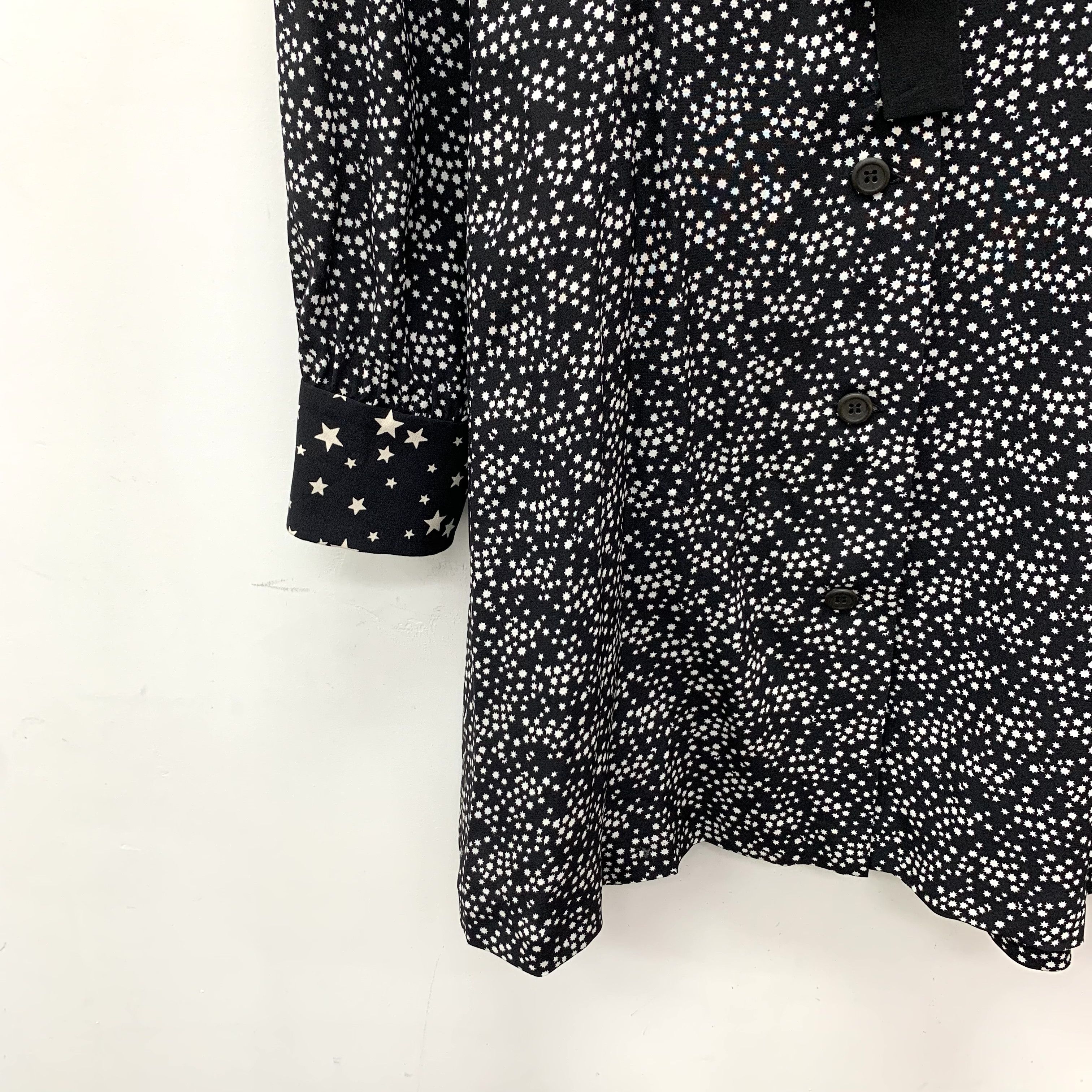 Miu Miu Miu Miu Star Print Silk Dress Black (38) Size XS / US 0-2 / IT 36-38 - 4 Thumbnail